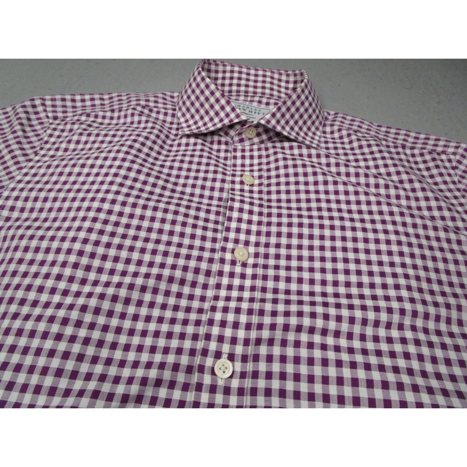 Charles Tyrwhitt Charles Tyrwhitt Shirt Mens 16 Large Purple Non Iron Slim Fit French Cuffs Size US S / EU 44-46 / 1 - 2 Thumbnail