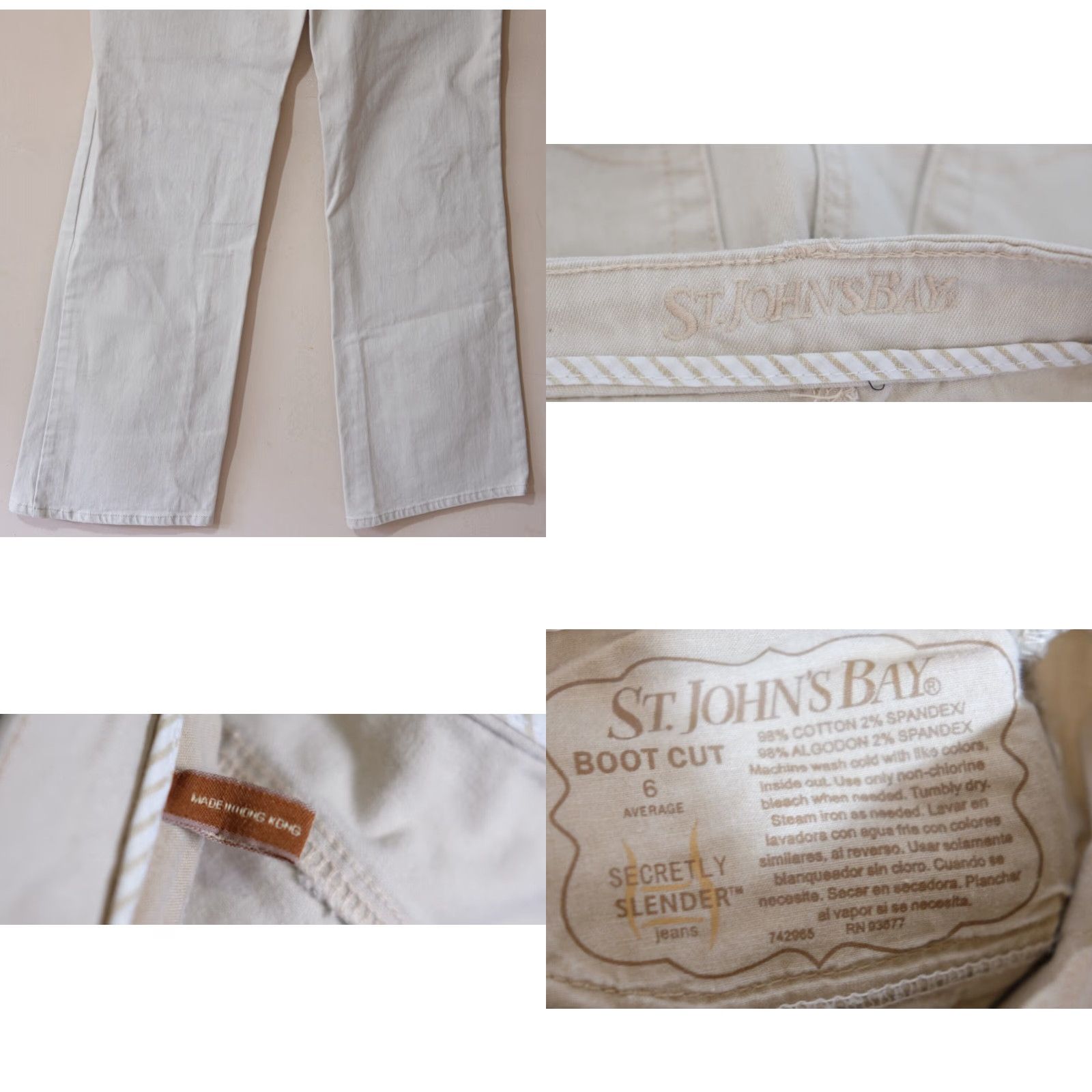 Vintage St. John's Bay Jeans Bootcut Stretch Beige Women's 6 Regular Inseam 30-1/2" Rise 10-3/4" 5-Pocket Denim Pocket Style: 5-Pocket Design Size 28" / US 6 / IT 42 - 8 Thumbnail