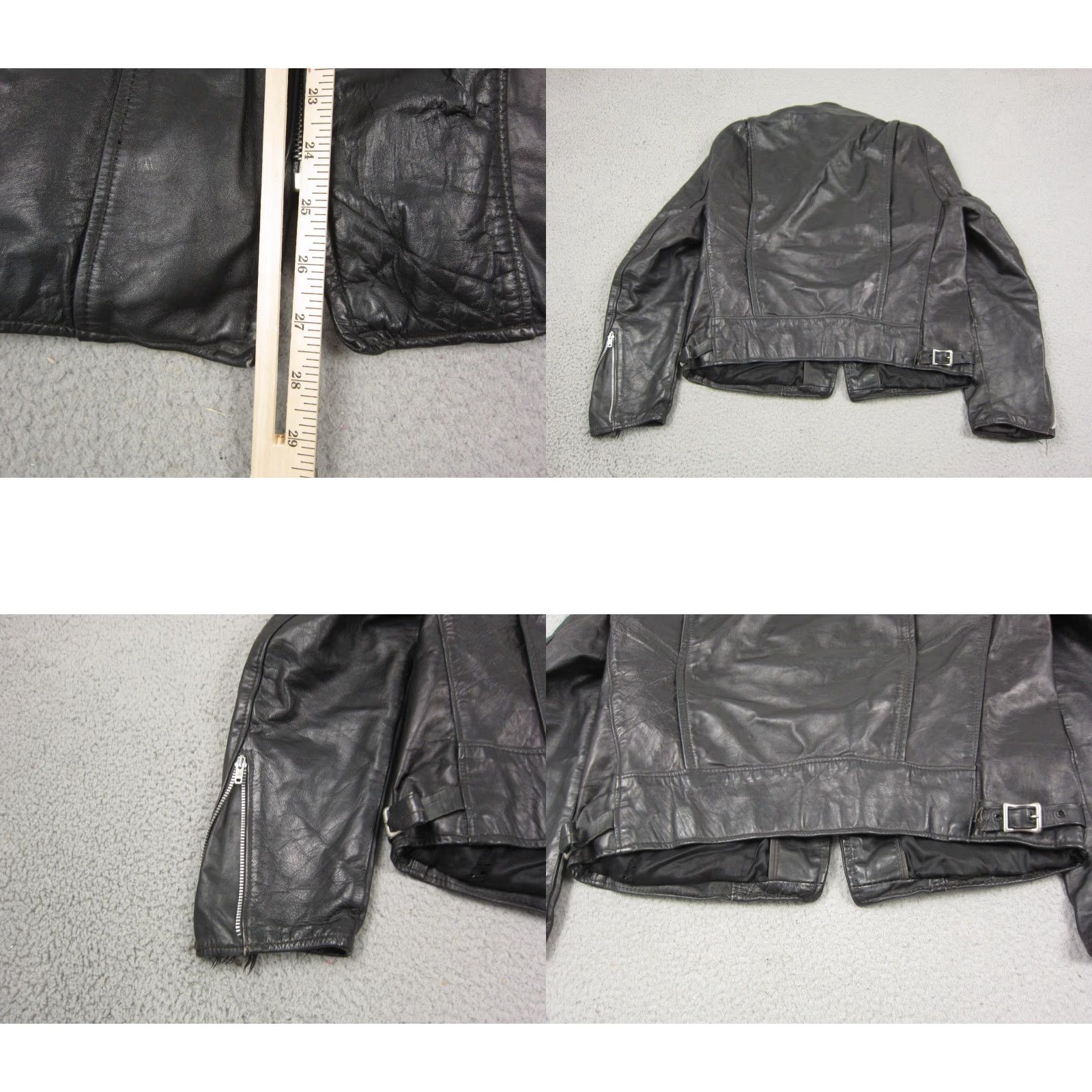 Brooks VINTAGE Brooks Leather Jacket Mens M Black Cafe Racer 50s 60s Biker Leather Jacket Short Zip Full Zip Lined 80s 90s Motorcycle Men Jacket Size US M / EU 48-50 / 2 - 9 Thumbnail