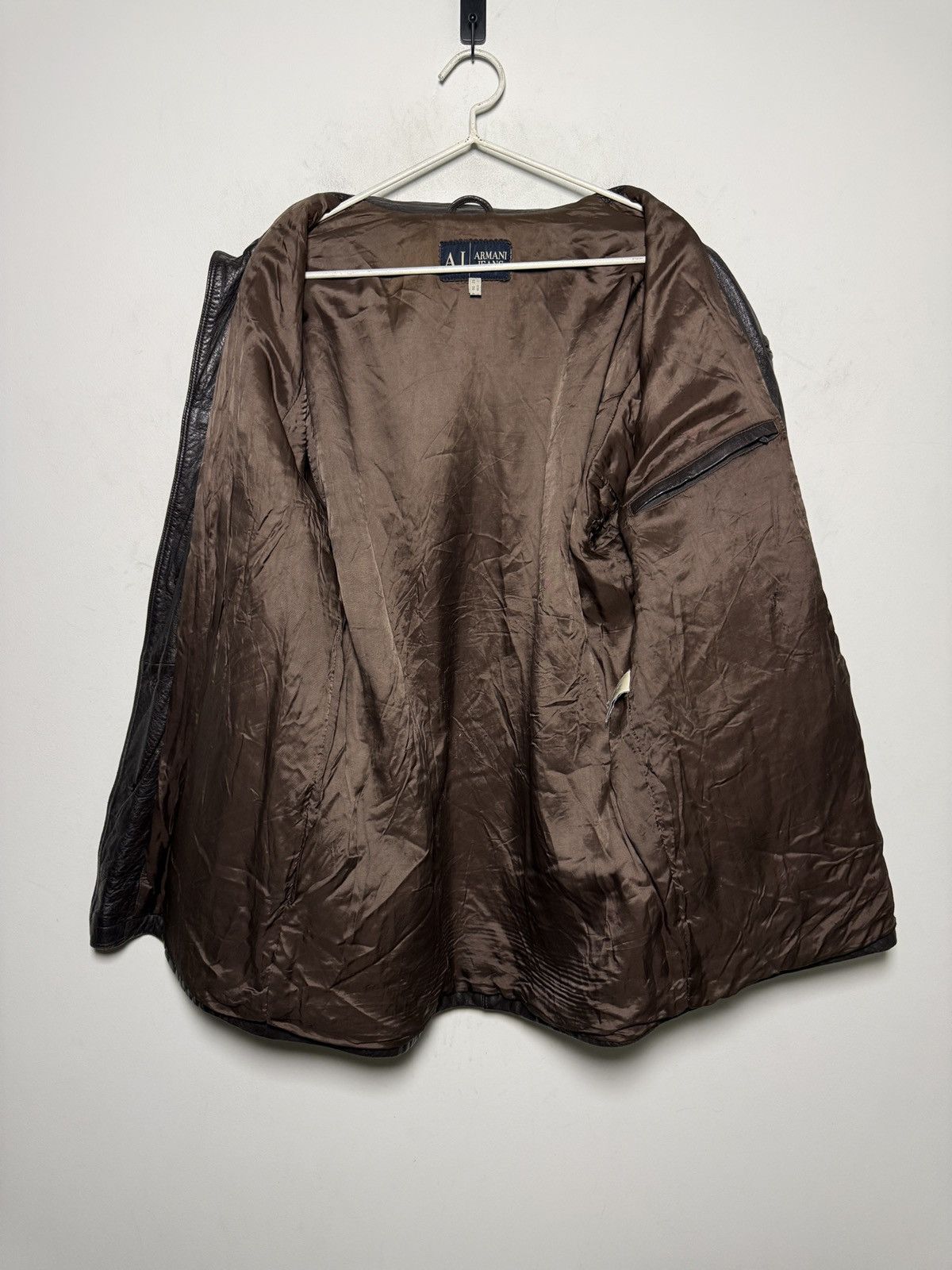 Giorgio Armani Vintage Armani Jeans brown leather jacket Size US L / EU 52-54 / 3 - 8 Thumbnail
