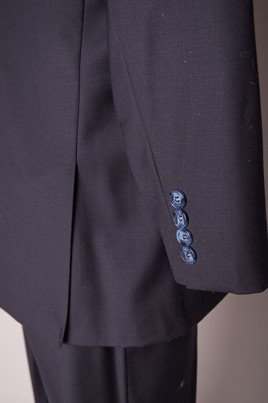 Vintage 1990s Giovanni Bresciani Super 150’s Navy Blue Slim Fit Suit Size 40R - 6 Thumbnail