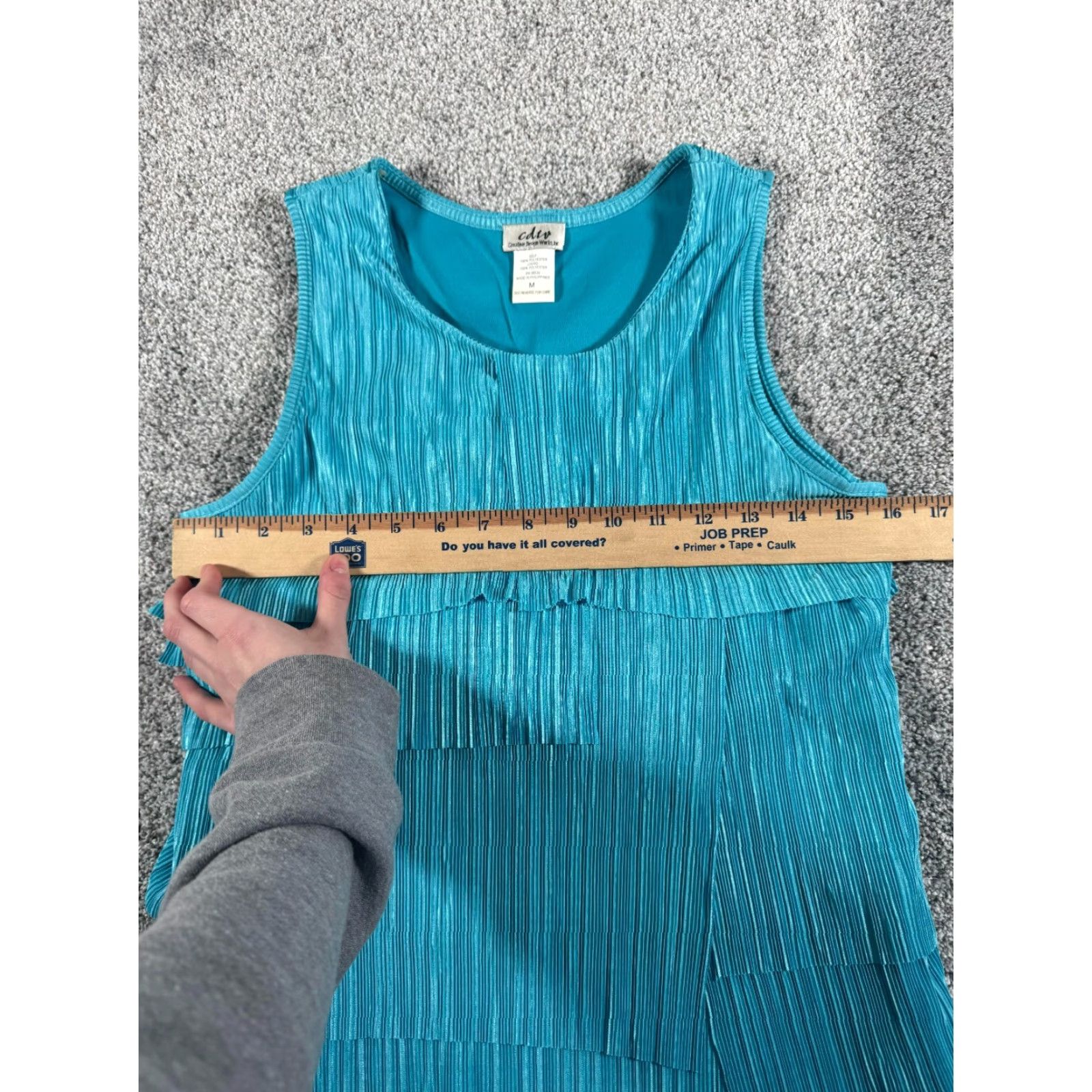 AQUA CDW Tank Women M Blue Tiered Medium Textured Pleated Satin Retro Aqua Blue Party Casual 90s Size M / US 6-8 / IT 42-44 - 7 Thumbnail