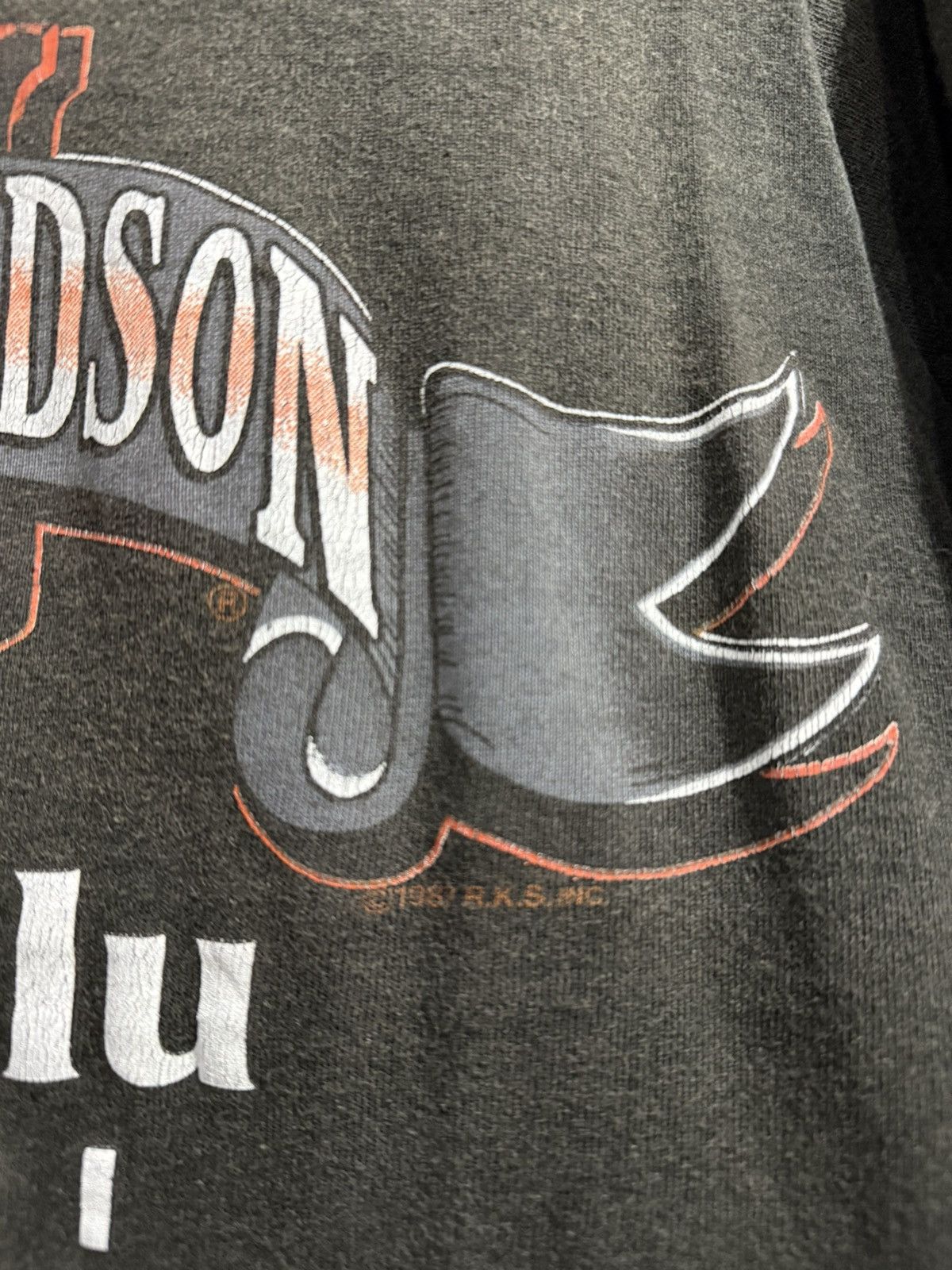 Anvil × Harley Davidson × Vintage Thrashed Vintage 90sHarley Davidson Pocket Sun Faded Anvil T Size US M / EU 48-50 / 2 - 5 Thumbnail