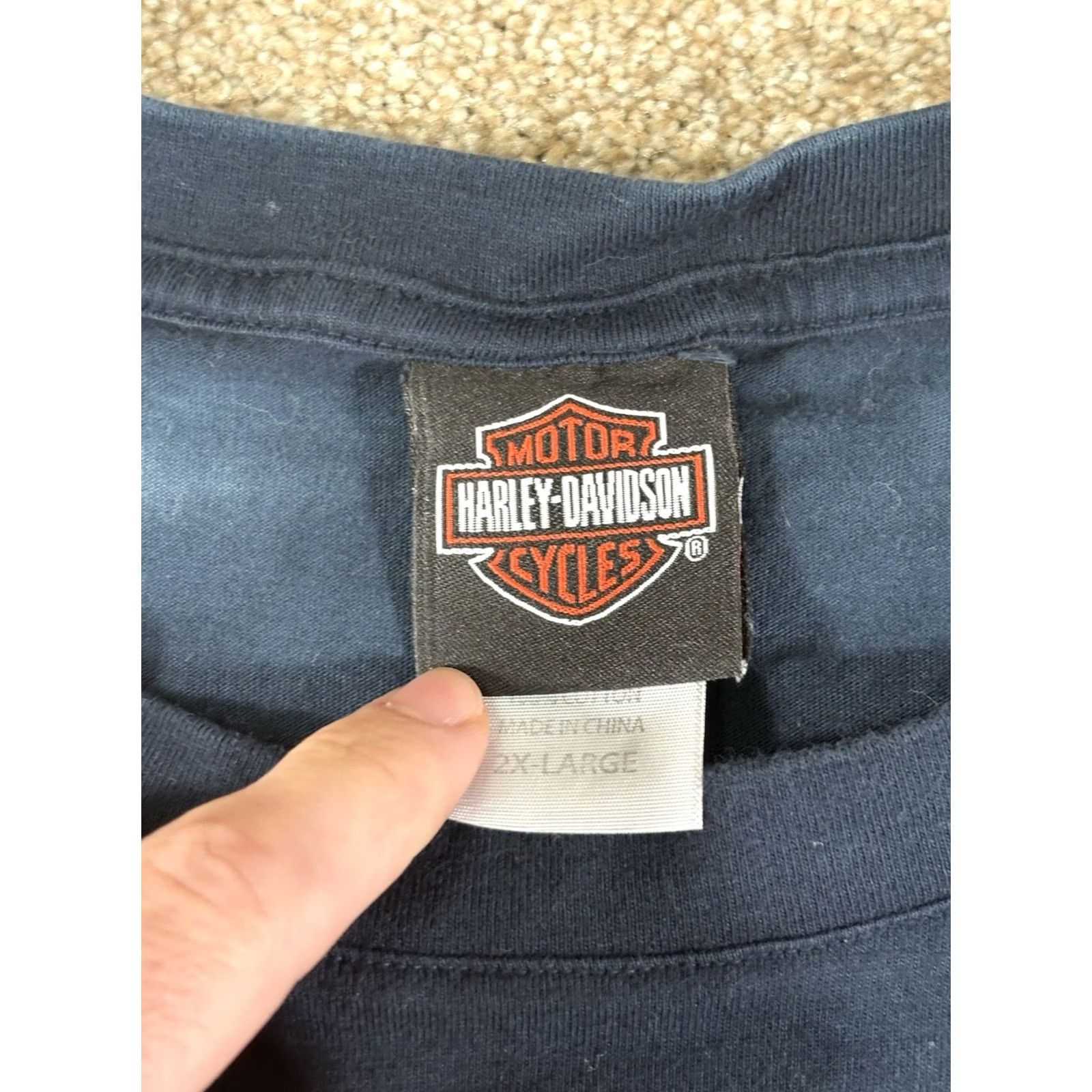 Harley Davidson Harley-Davidson T-Shirt Blue Crew Neck Short Sleeve 2XL Men’s Y2K Graphic Double-Sided Retro Biker Motorcycle Georgia Tifton Size US XXL / EU 58 / 5 - 7 Thumbnail