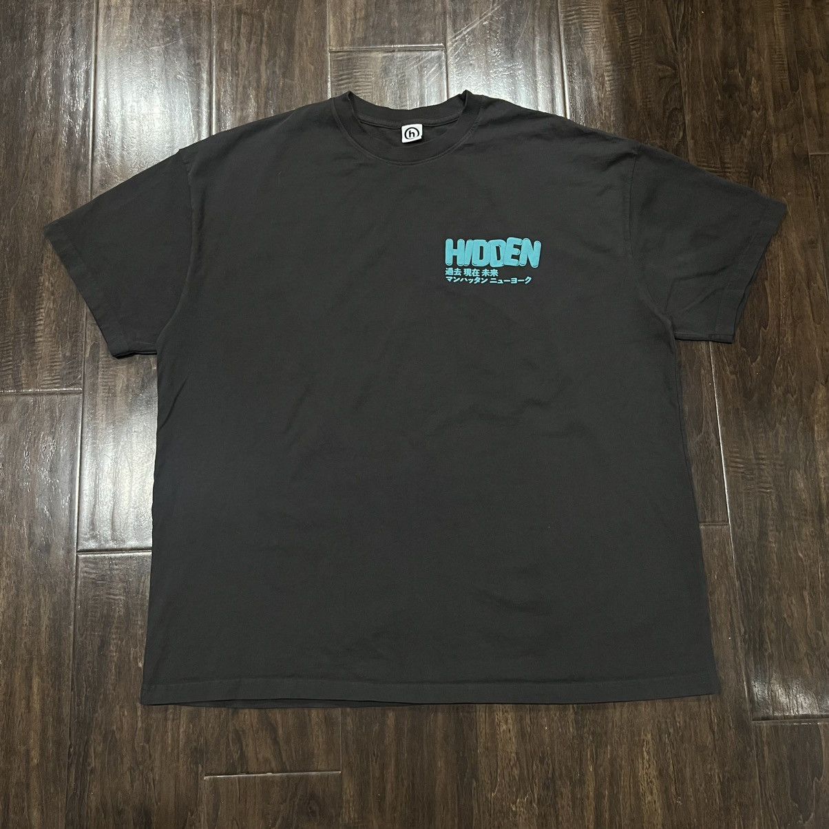 Hidden NY Past Present Future Bubble Logo Tee Shirt teal
