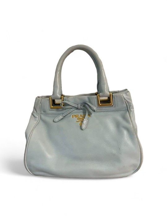 Prada Prada - Light Blue Deer Leather Handbag Shoulder Bag Size ONE SIZE - 1 Thumbnail