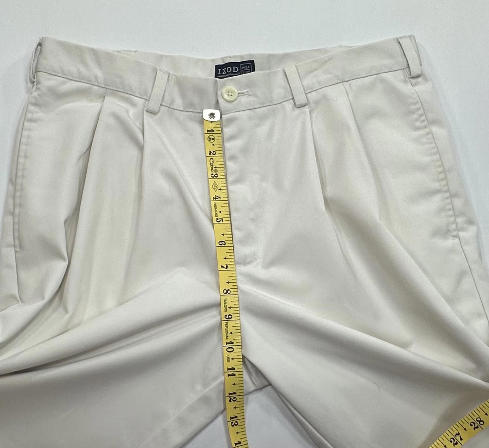 Izod Izod Pleated Cuffed Straight American Chinos Beige Men 34/30 Size US 34 / EU 50 - 4 Thumbnail