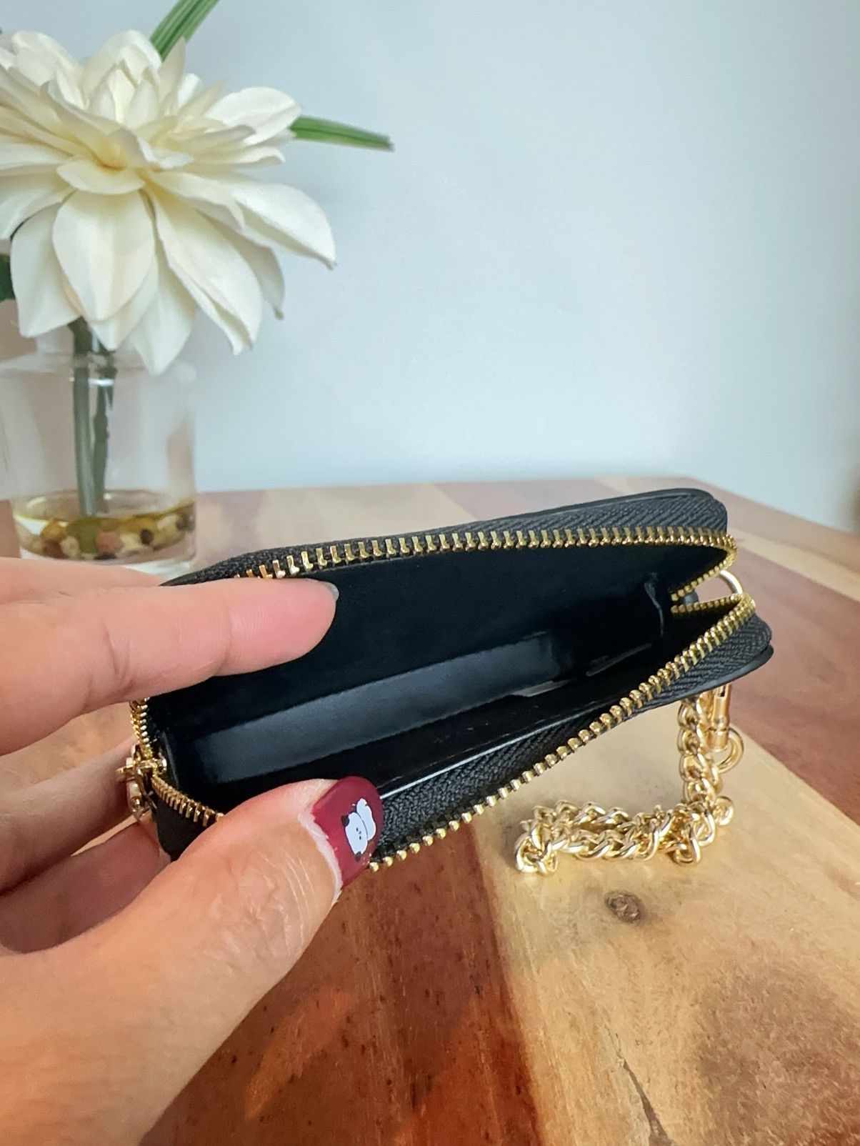 Coach NWT Coach Leather Zip Card Case Color IM/Black Size ONE SIZE - 6 Thumbnail