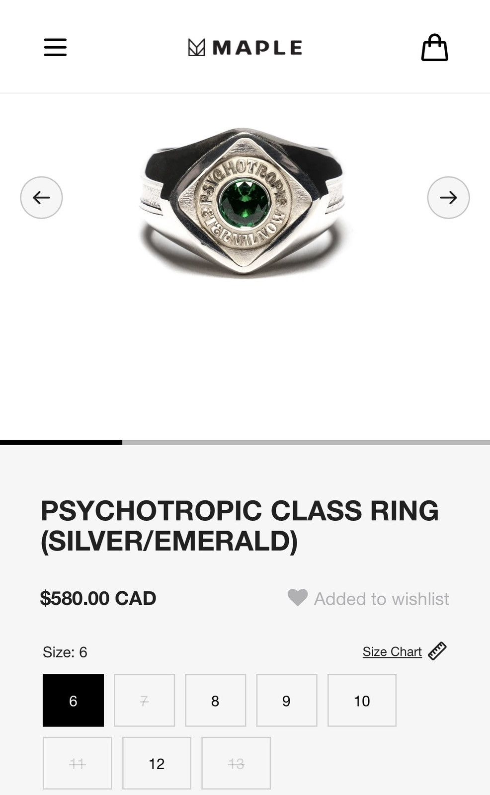 Other MAPLE - EMERALD x 925 SILVER RING Size ONE SIZE - 5 Thumbnail