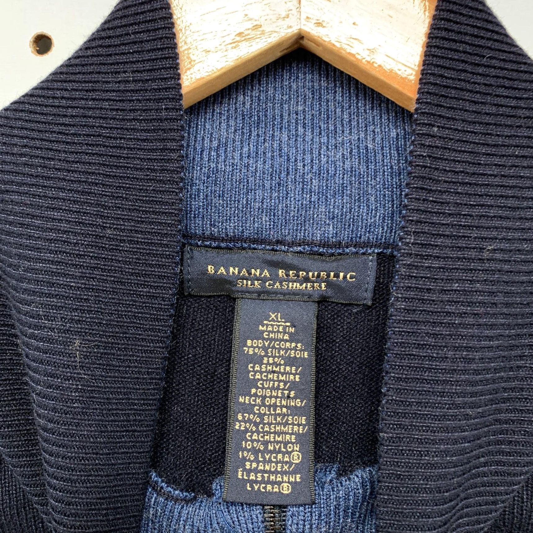 Banana Republic Banana Republic Silk Cashmere Sweater Mens XL Navy Blue 1/4 Zip Work Shirt Knit Mock Neck Long Sleeve Casual Mens Size US XL / EU 56 / 4 - 3 Thumbnail
