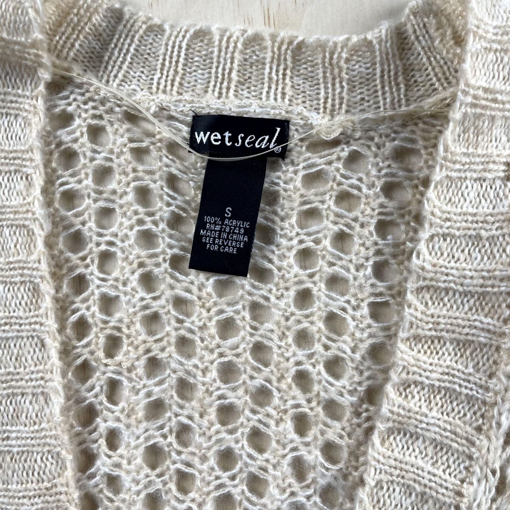 Vintage Y2K Wet Seal Cardigan Sweater Womens Small White Open Knit Long Sleeve Cozy Size S / US 4 / IT 40 - 2 Thumbnail