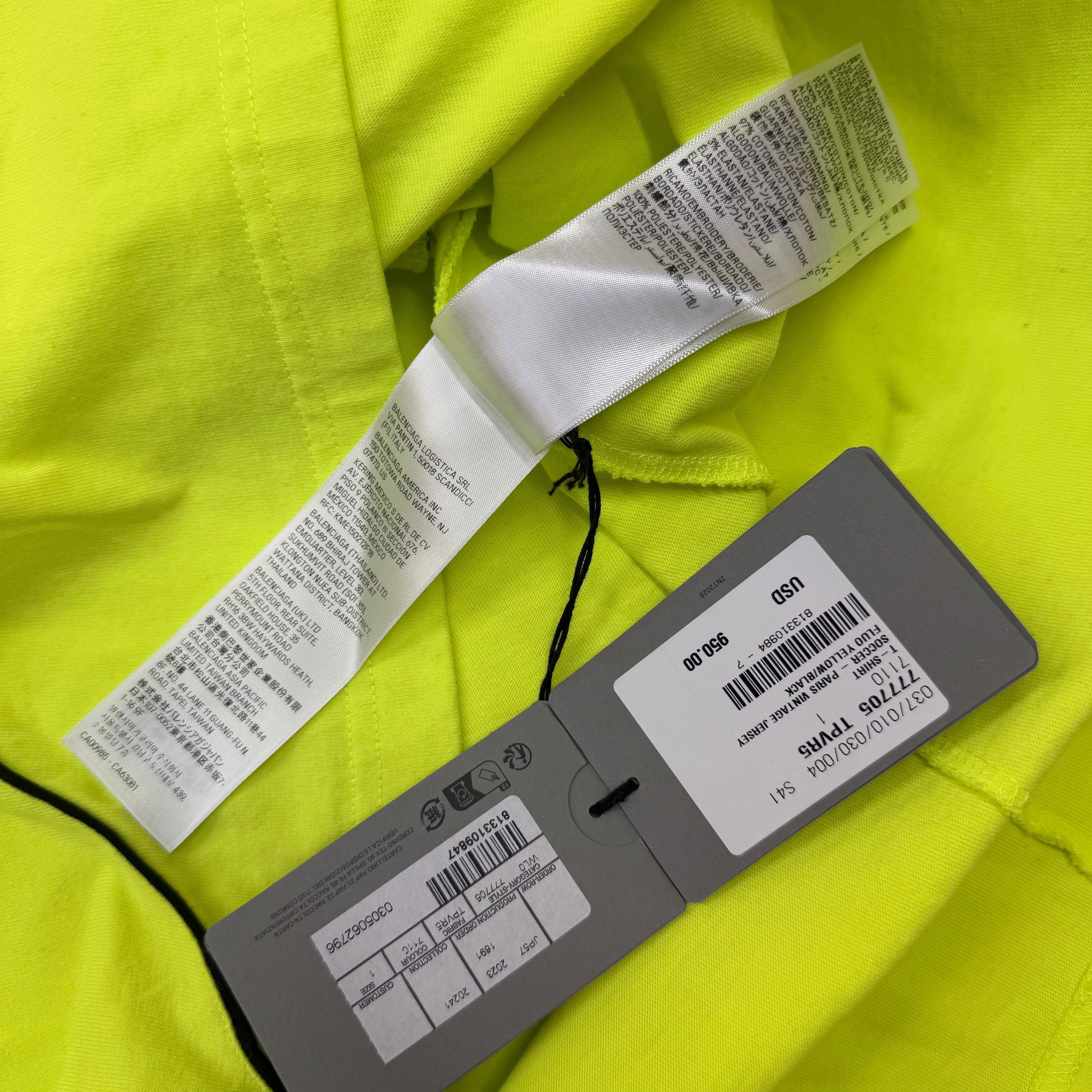 Balenciaga Balenciaga Paris Oversized Soccer Shirt Neon 1 (XL) Size US XL / EU 56 / 4 - 7 Thumbnail