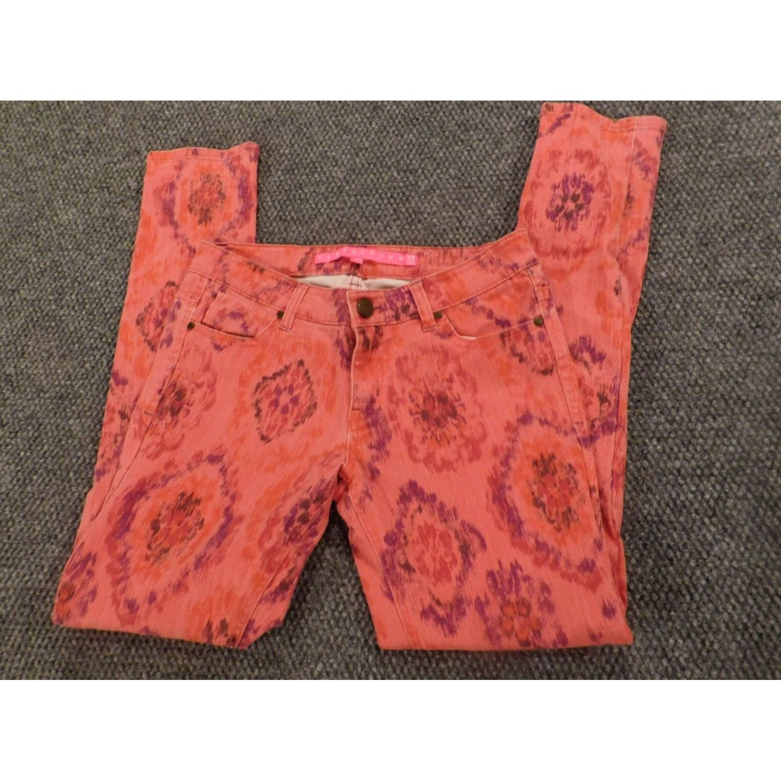 Vintage Tinseltown Jeans Womens 8 Pink Straight Designer Regular Stretch Denim Zipper 29in Inseam Size 29" - 2 Thumbnail