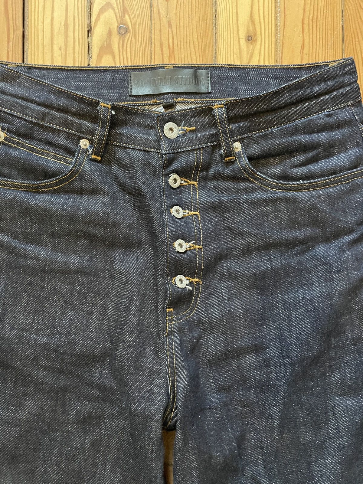 No Faith Studios RAW DENIM JAPANESE LOOSE FIT BLUE Size US 30 / EU 46 - 2 Thumbnail