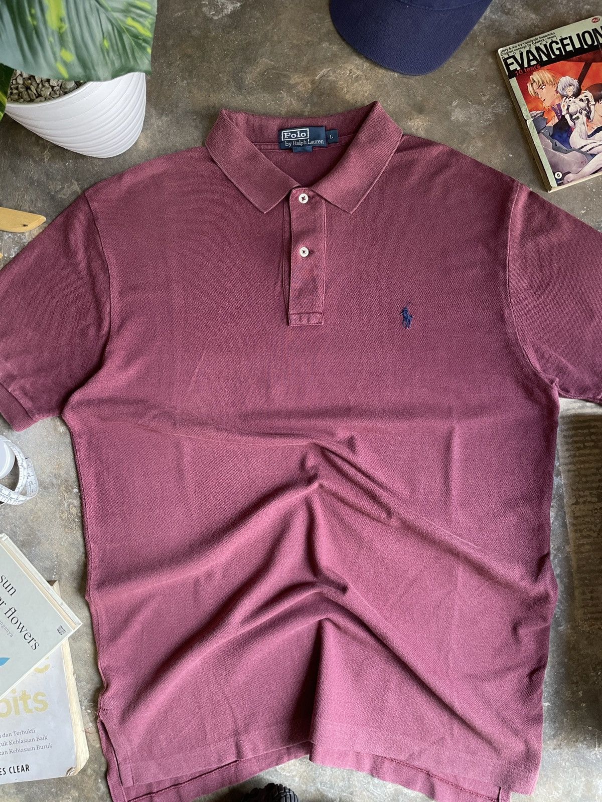 Polo Ralph Lauren Vintage 90s Polo Ralph Lauren Polo t-Shirt Gurgundy Size US L / EU 52-54 / 3 - 3 Thumbnail