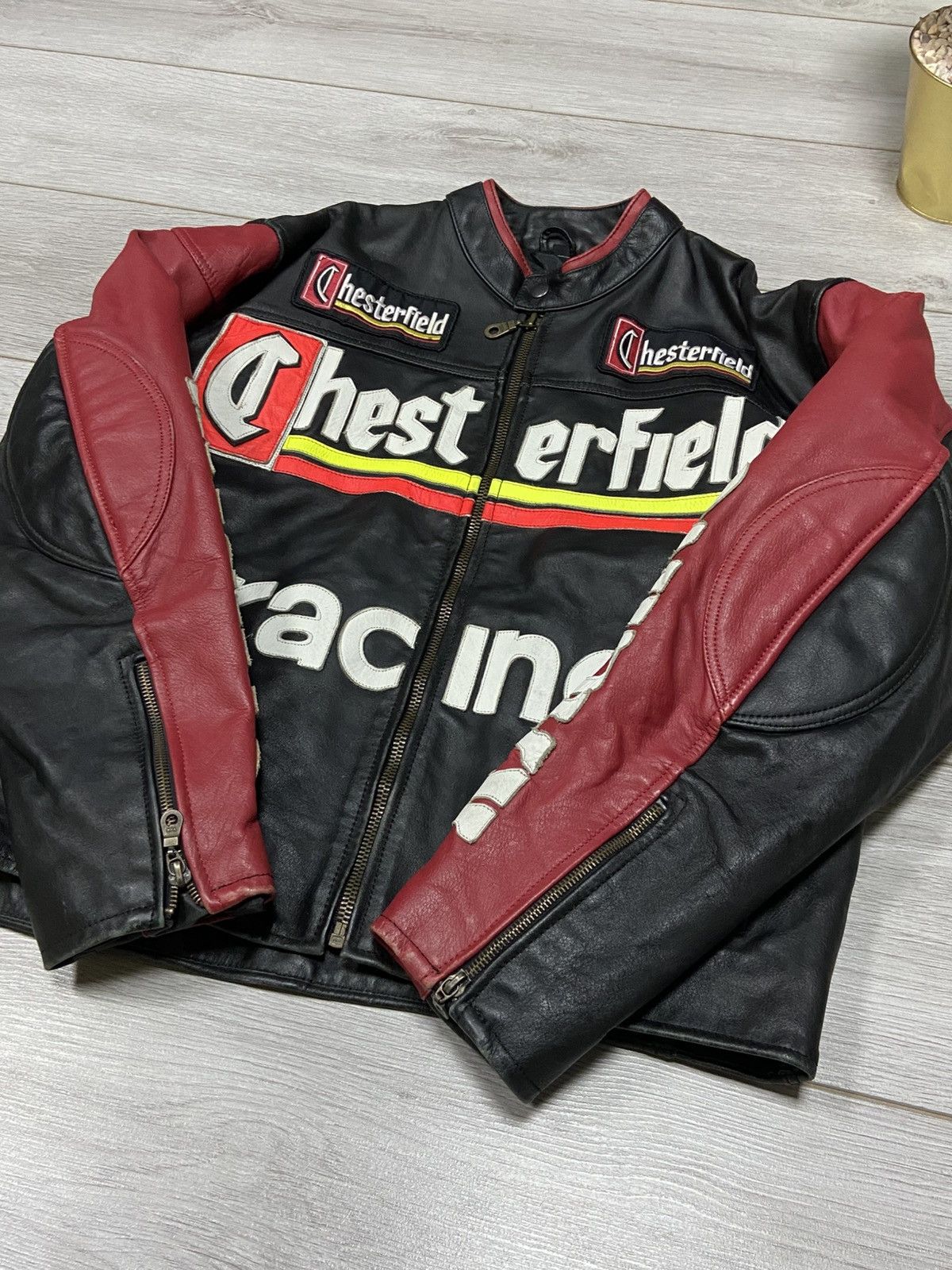 Vintage Chesterfield vintage leather vintage leather jacket big logo Size US L / EU 52-54 / 3 - 7 Thumbnail