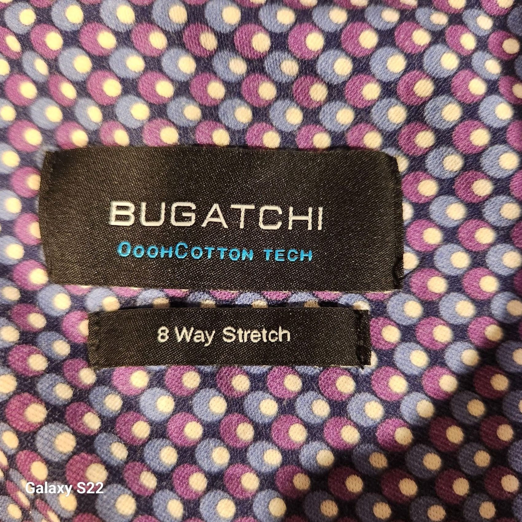 BUGATCHI Bugatchi Polo Shirt Mens XL Plum OoohCotton Tech 8-Way Stretch Dot Print Golf Size US XL / EU 56 / 4 - 2 Thumbnail