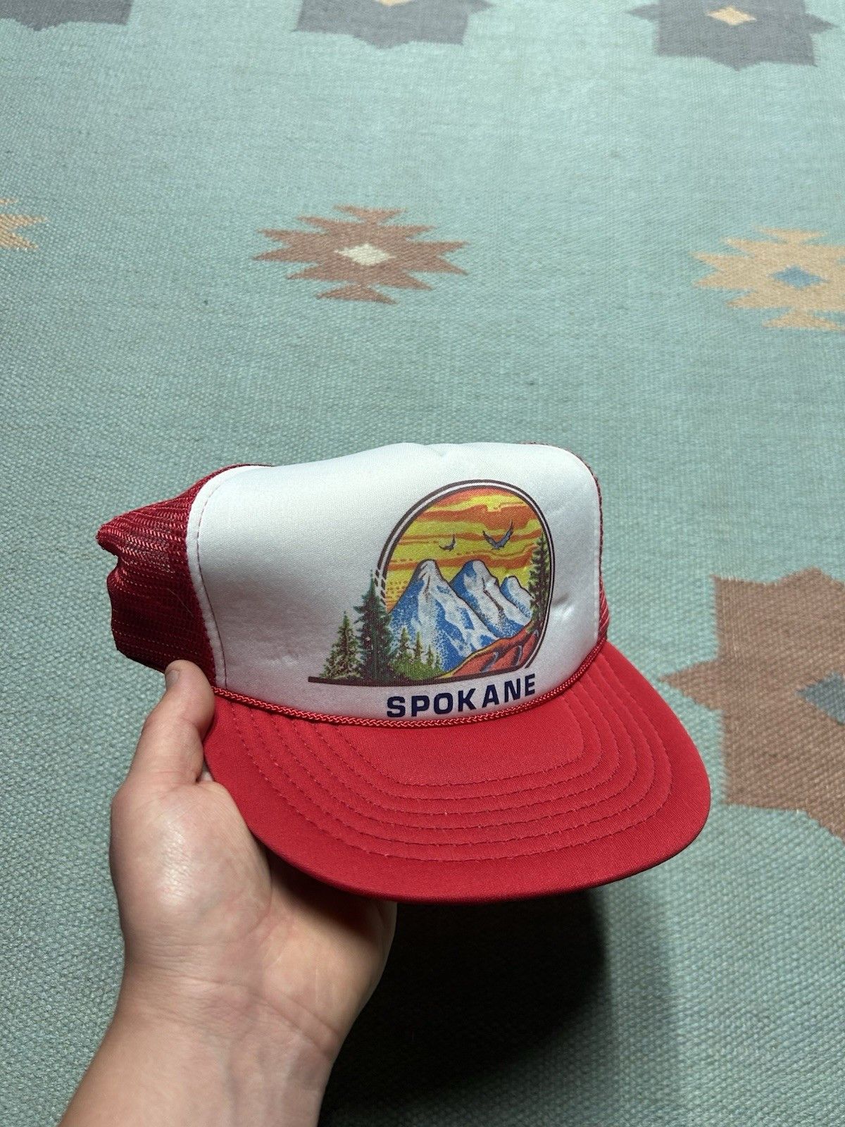 Vintage Vintage trucker hat Spokane Washington mountains logo nature Size ONE SIZE - 1 Thumbnail