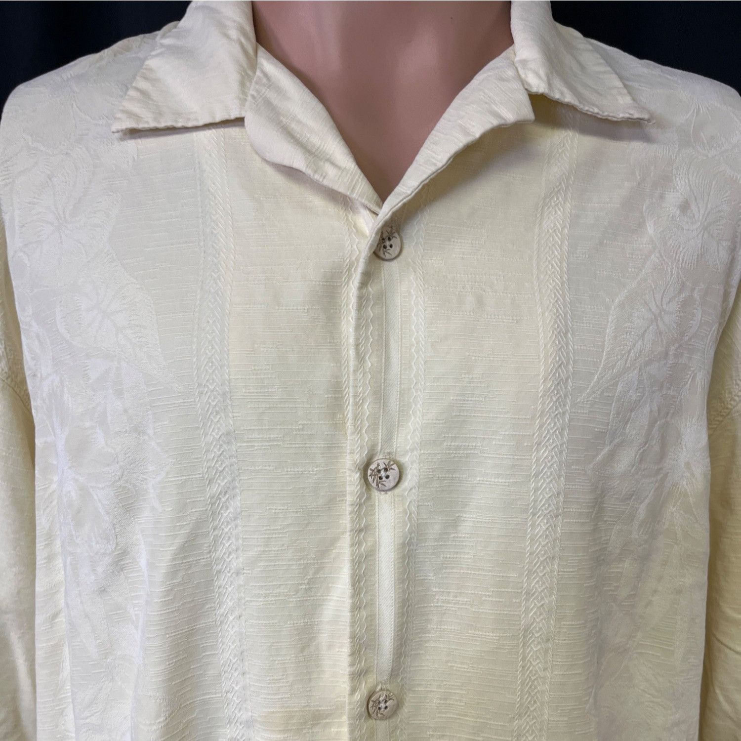 Tommy Bahama Tommy Bahama Men's Yellow Silk Hawaiian Shirt/Button Up Sz L Size US L / EU 52-54 / 3 - 3 Thumbnail