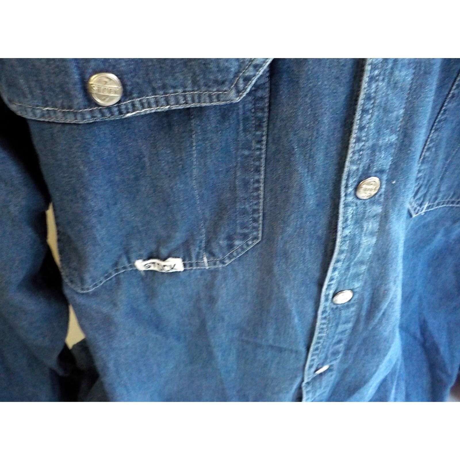 Denime ROBERT STOCK Shirt Denim Snap Front Blue M Adult Medium 100% Cotton Men Regular Long Sleeve Size US M / EU 48-50 / 2 - 3 Thumbnail