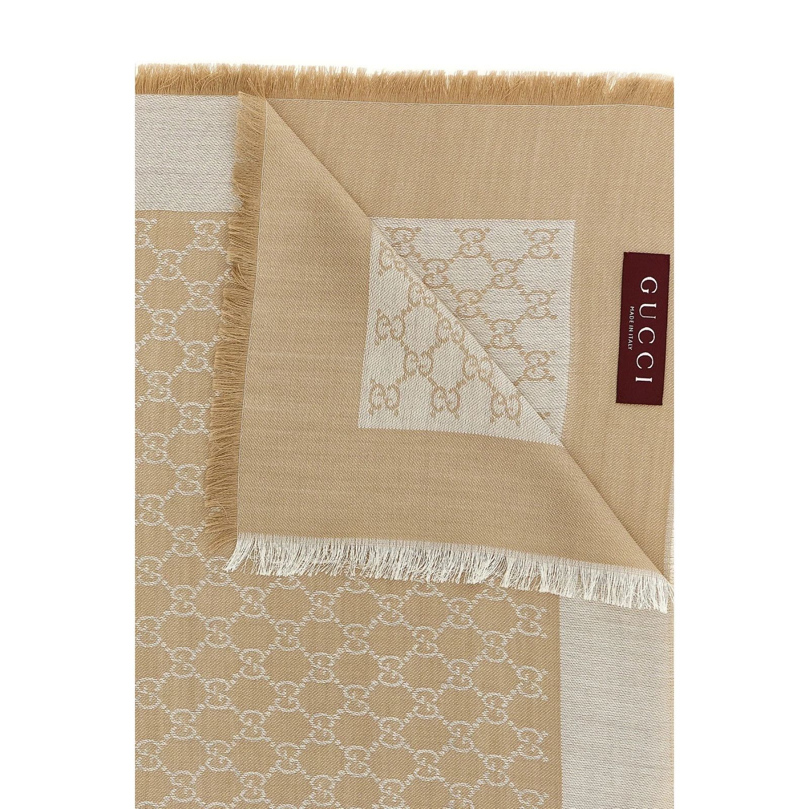 Gucci GUCCI GG Beige Wool Silk Shawl New & Authentic Size ONE SIZE - 3 Thumbnail