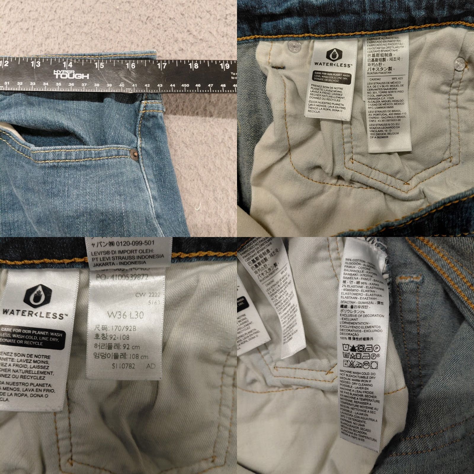Levi's Levi's 514 Jeans Mens 36x30 Blue Medium Wash Denim Slim Straight Leg Preppy Casual USA 90s Mens Regular Jeans Size US 36 / EU 52 - 8 Thumbnail