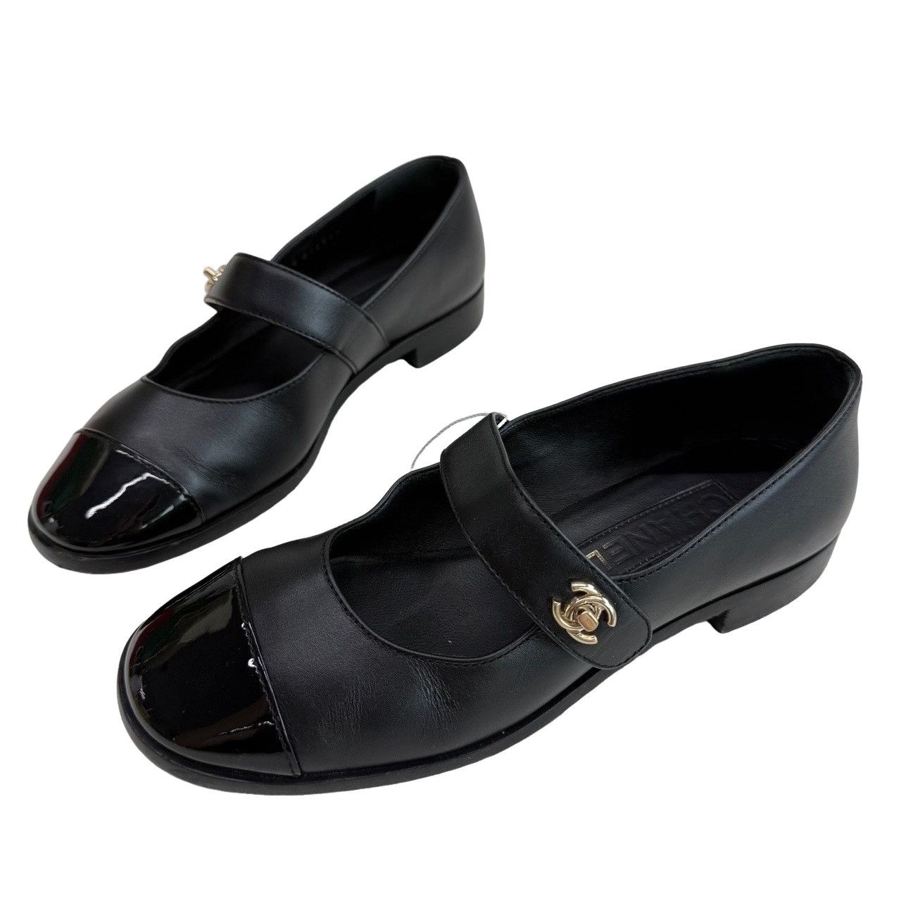 Chanel Chanel CC Logo Mary Jane Flats Black Size 36.5 Size US 6.5 / IT 36.5 - 1 Thumbnail