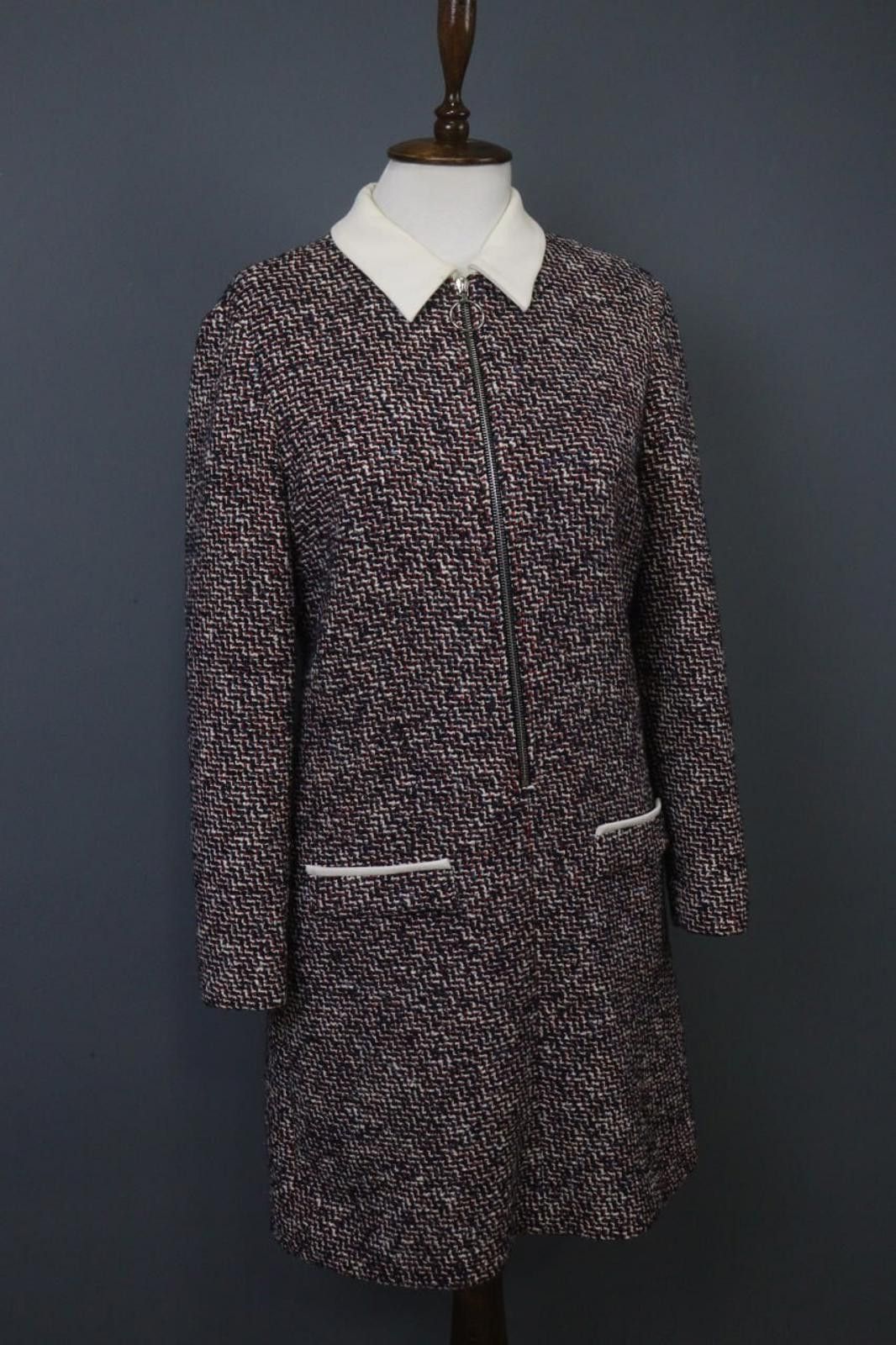 Other Maje Multicolor Cotton Knitted Half Zip Shirt Dress Size 3 Size M / US 6-8 / IT 42-44 - 7 Thumbnail