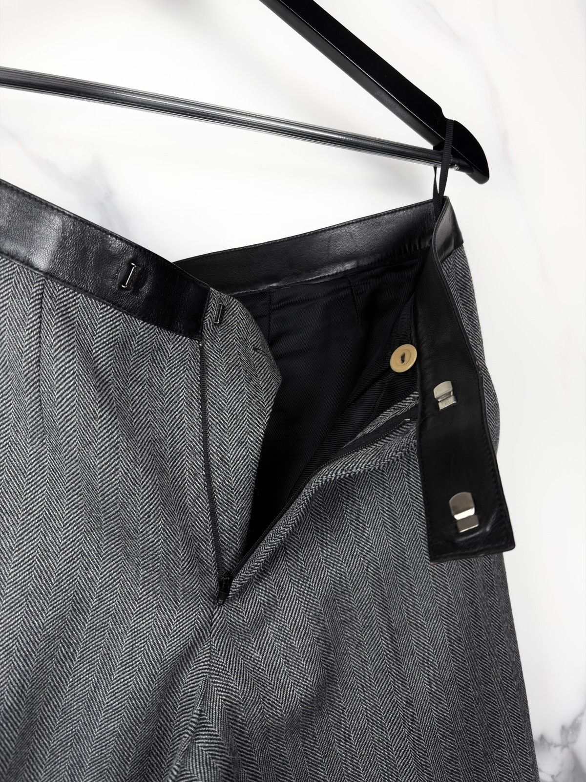 Gucci AW00 Gucci Tom Ford Leather Trim Herringbone Trousers Pants Size US 32 / EU 48 - 6 Thumbnail