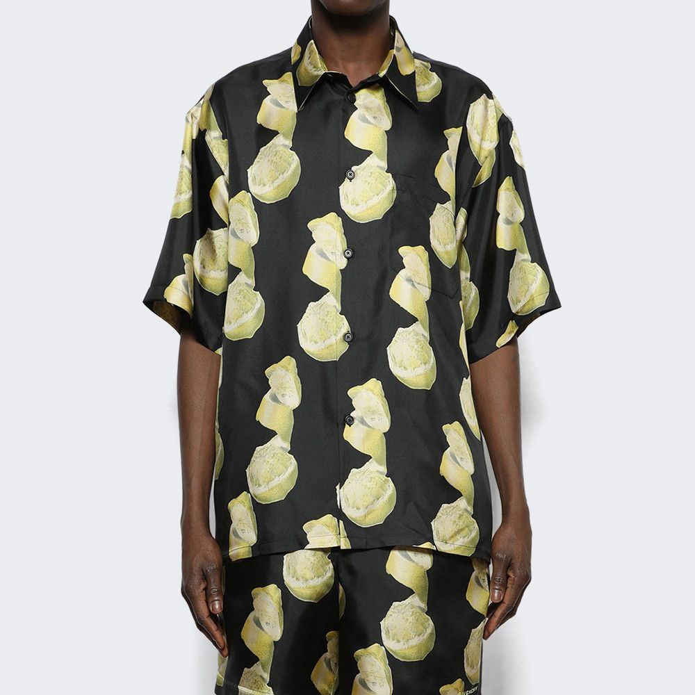 Givenchy 42 Givenchy Lemon Printed Silk Hawaiian Shirt Black Yellow Size US XL / EU 56 / 4 - 3 Thumbnail