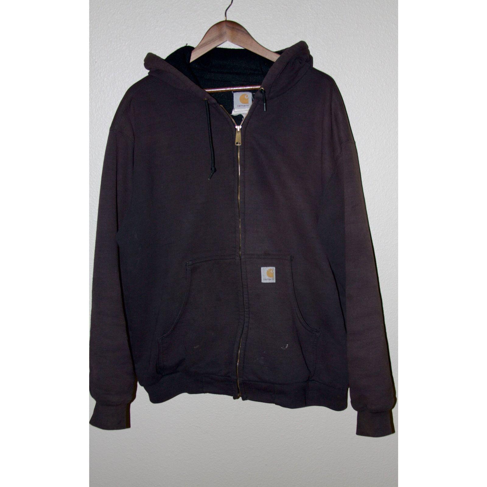Carhartt Brown Zip-Up Hoodie – Heavyweight Workwear Size XL