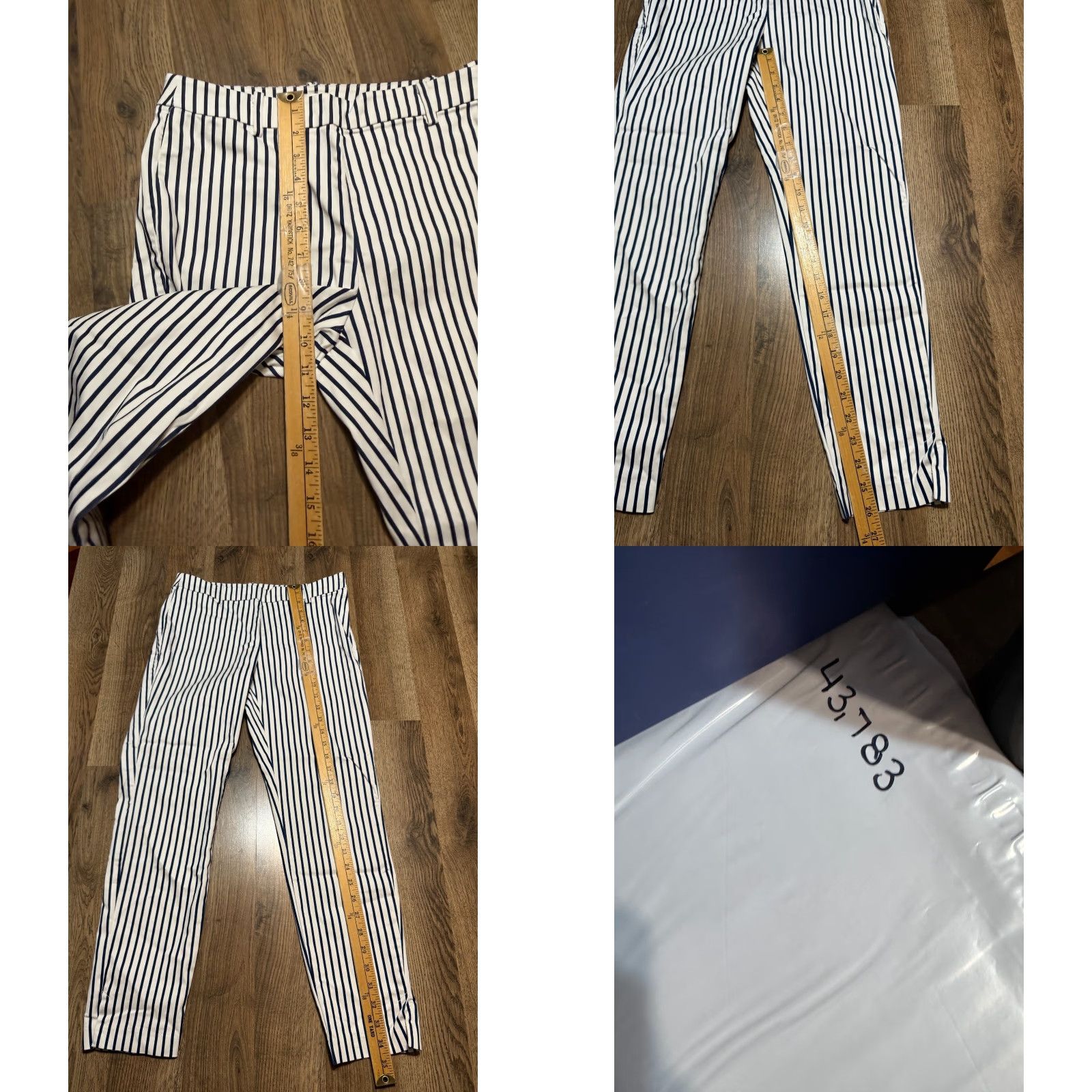 H&M VINTAGE? No — H&M Pants Women’s 8 Blue White Striped Side Zip Straight Leg Mid Rise Pants Shirt? Size 30" / US 8 / IT 44 - 9 Thumbnail