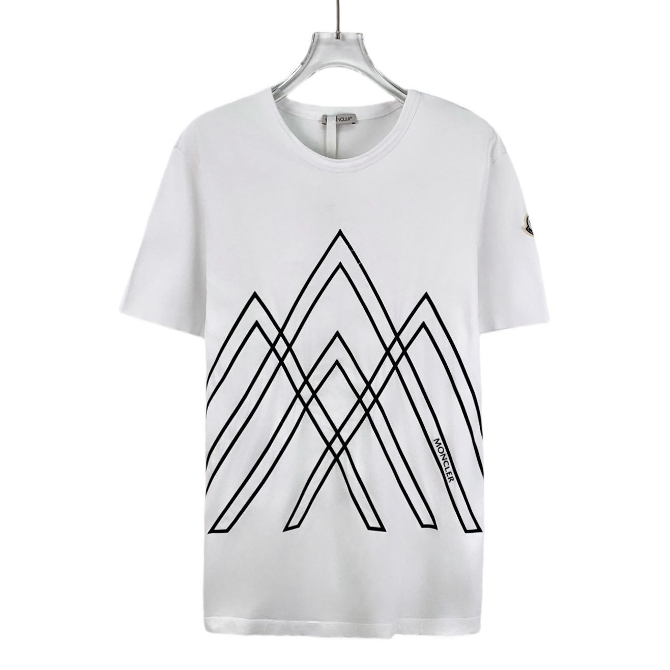Moncler Moncler Mens White Graphic Cotton T-Shirt With Logo Patch & Size US S / EU 44-46 / 1 - 1 Thumbnail