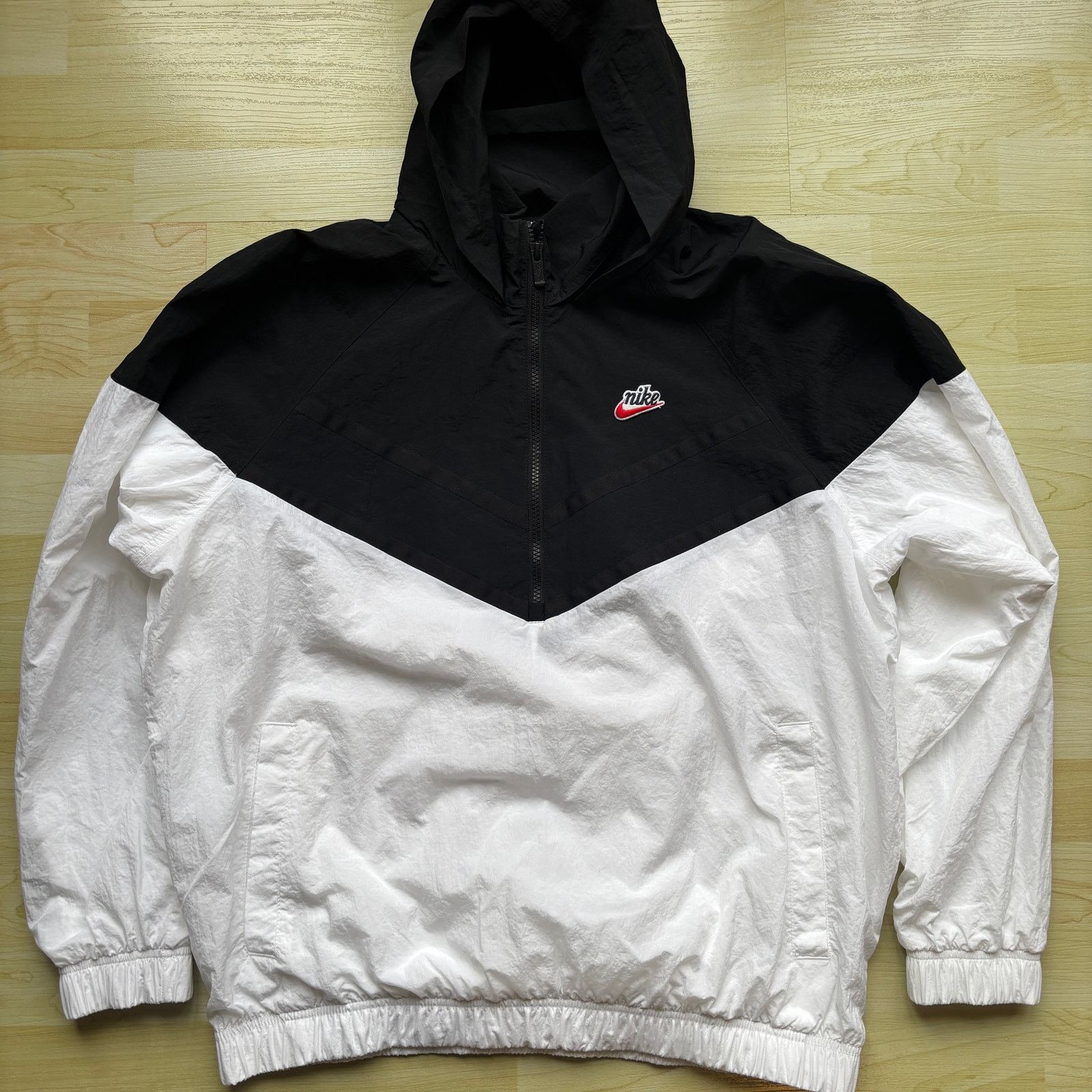 Nike Nike Mens Windbreaker Black / White Half Zip Hooded Jacket Size US M / EU 48-50 / 2 - 1 Thumbnail