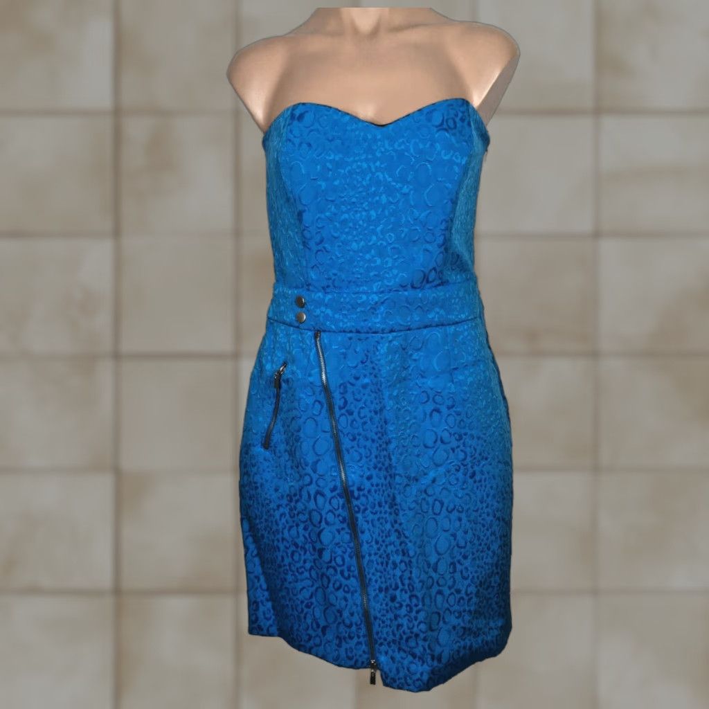 VINTAGE Laundry by Design Sweetheart Strapless Leopard Animal Wiggle Cocktail Dress Y2K