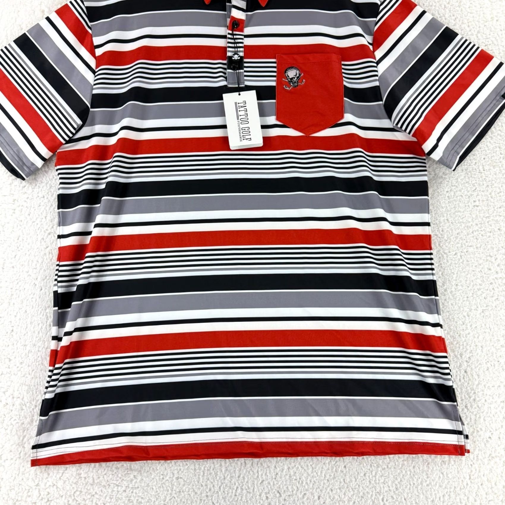 Vintage Tattoo Golf Mens XL Polo Shirt Red Black Stripe ProCool Performance Golf Shirt Size US XL / EU 56 / 4 - 4 Thumbnail
