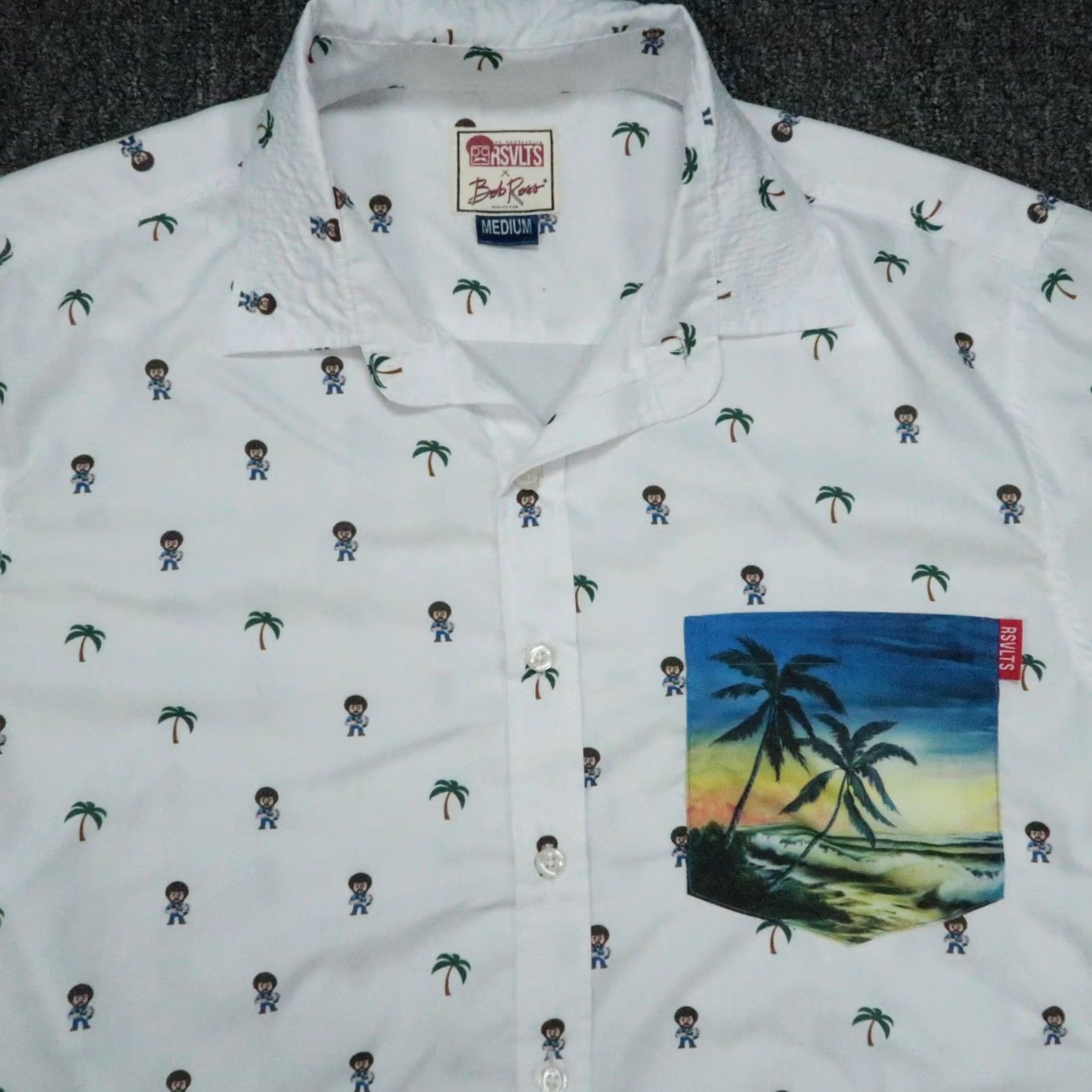 Vintage VINTAGE RSVLTS Shirt Mens Medium White Bob Ross Print Short Sleeve Button Novelty Size US M / EU 48-50 / 2 - 2 Thumbnail