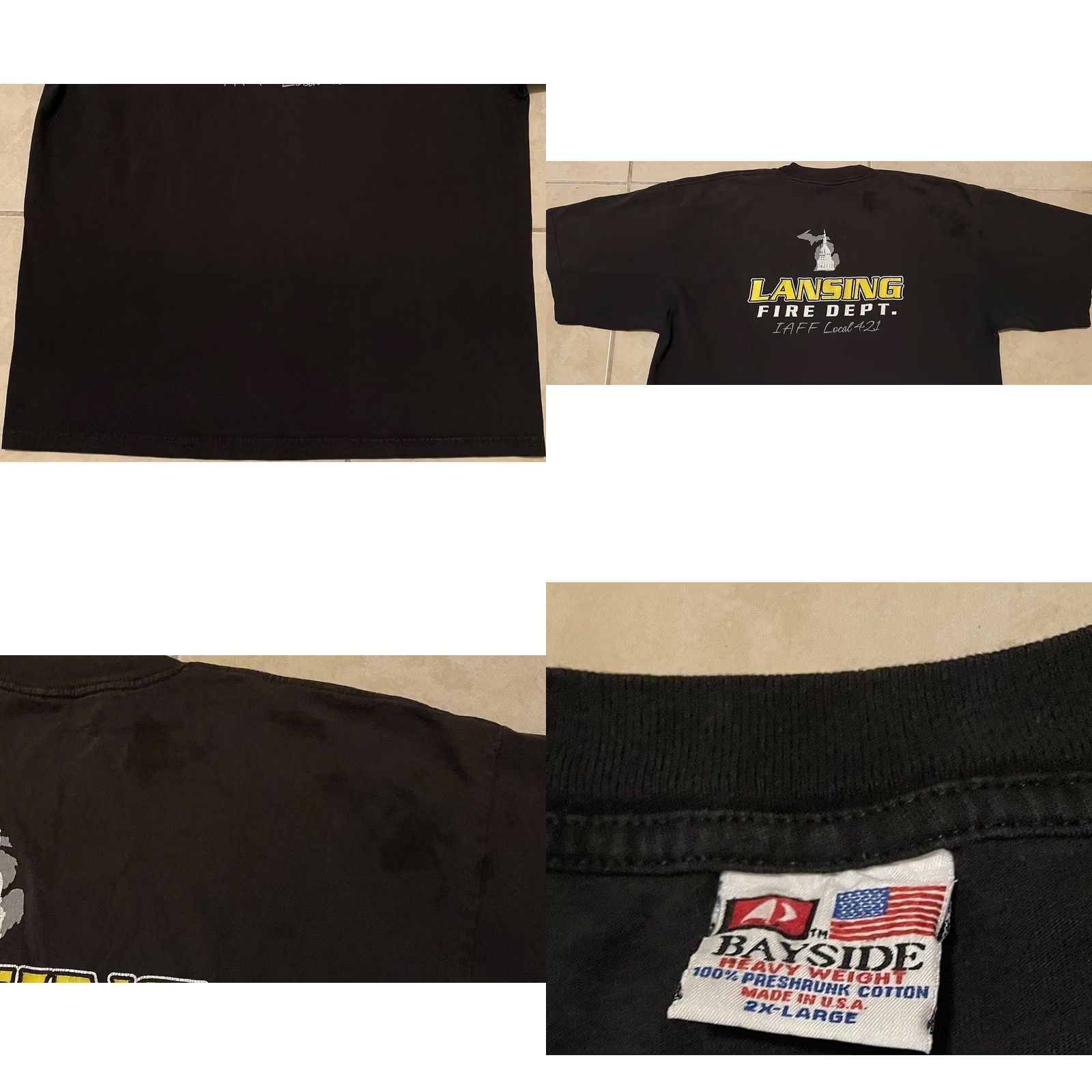 Vintage VINTAGE Lansing Fire Dept Faded Shirt 2XL Black USA Police Fighter Cop Biker Grunge 90s Shirt Mens Size US XXL / EU 58 / 5 - 8 Thumbnail