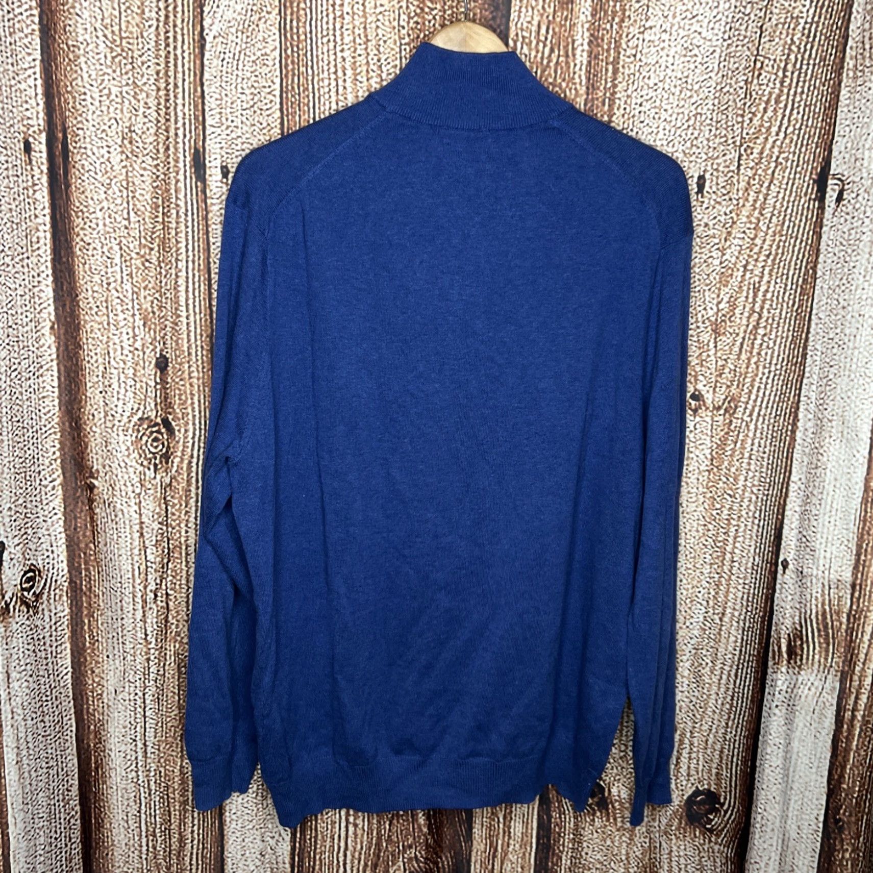 Jos. A. Bank Jos. A. Bank Men's Pullover Sweater 1/4 Zip Mock Neck XL Cotton Blue Size US XL / EU 56 / 4 - 3 Thumbnail