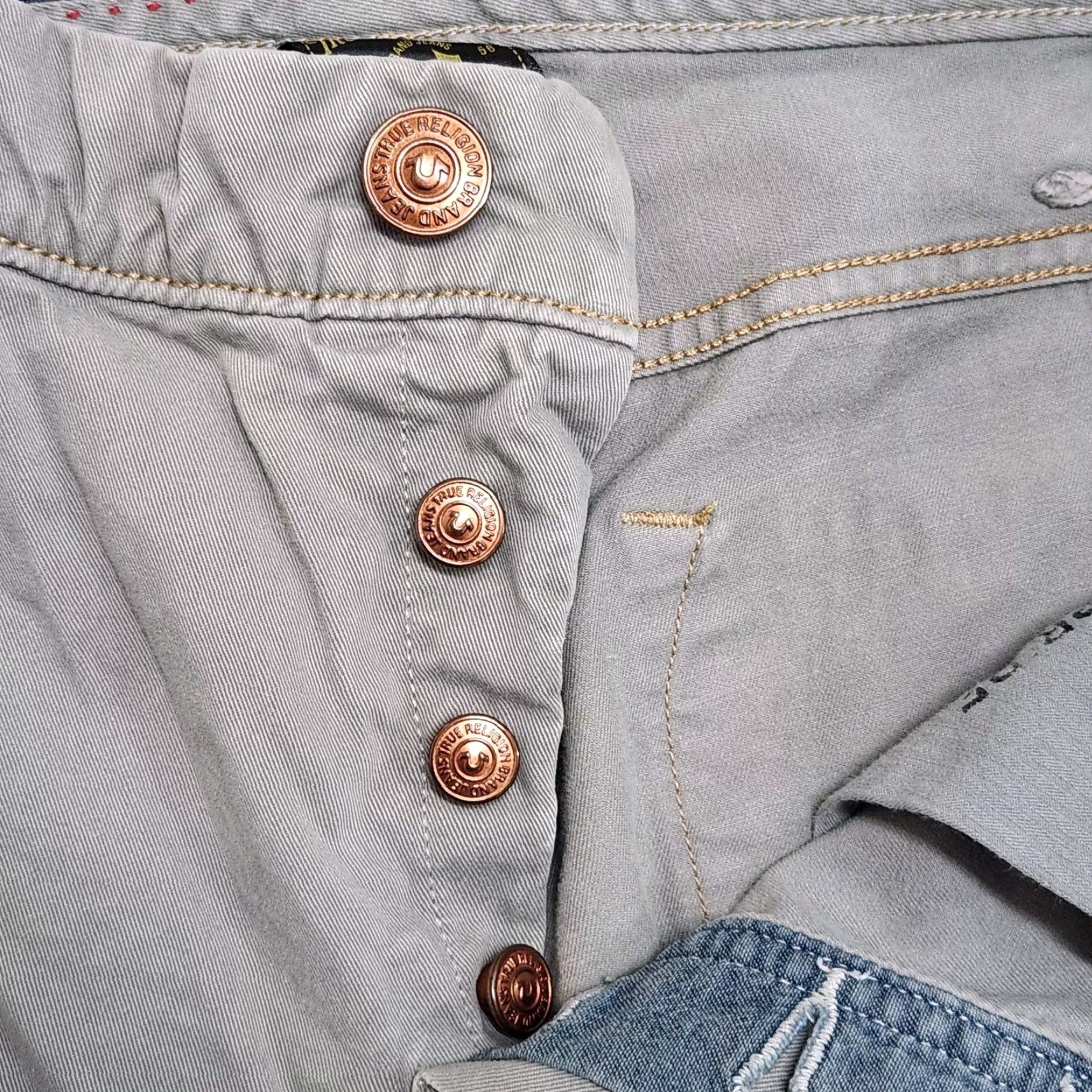 True Religion Rocco Tailored Overdye Twill Jeans Pants Gray Button Fly 33x32 Slim Men