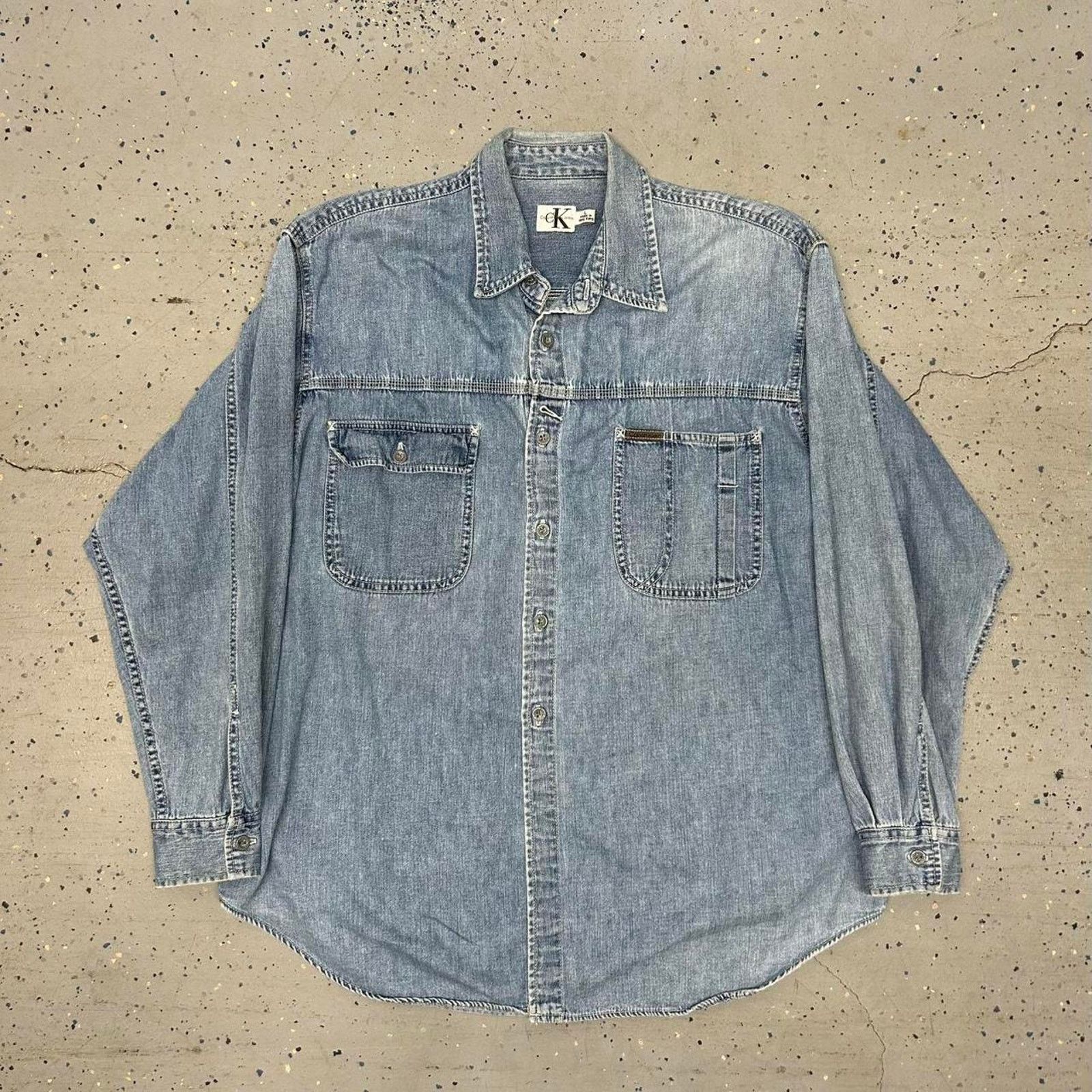 Calvin Klein VTG/Y2K Calvin Klein Denim button up shirt Size US L / EU 52-54 / 3 - 1 Thumbnail