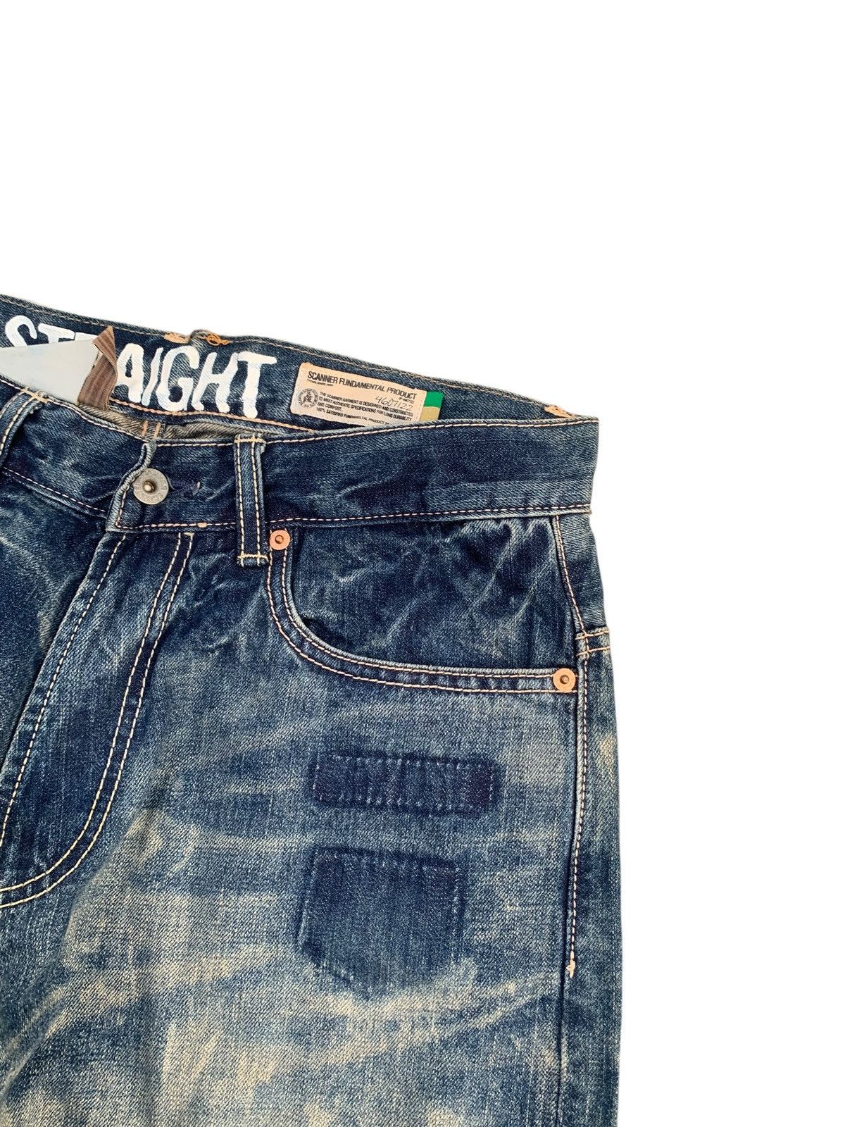 Tornado Mart RARE💥SCANNER FUNDAMENTAL SELVEDGE CLAWMARK DISTRESSED DENIM Size US 32 / EU 48 - 10 Thumbnail