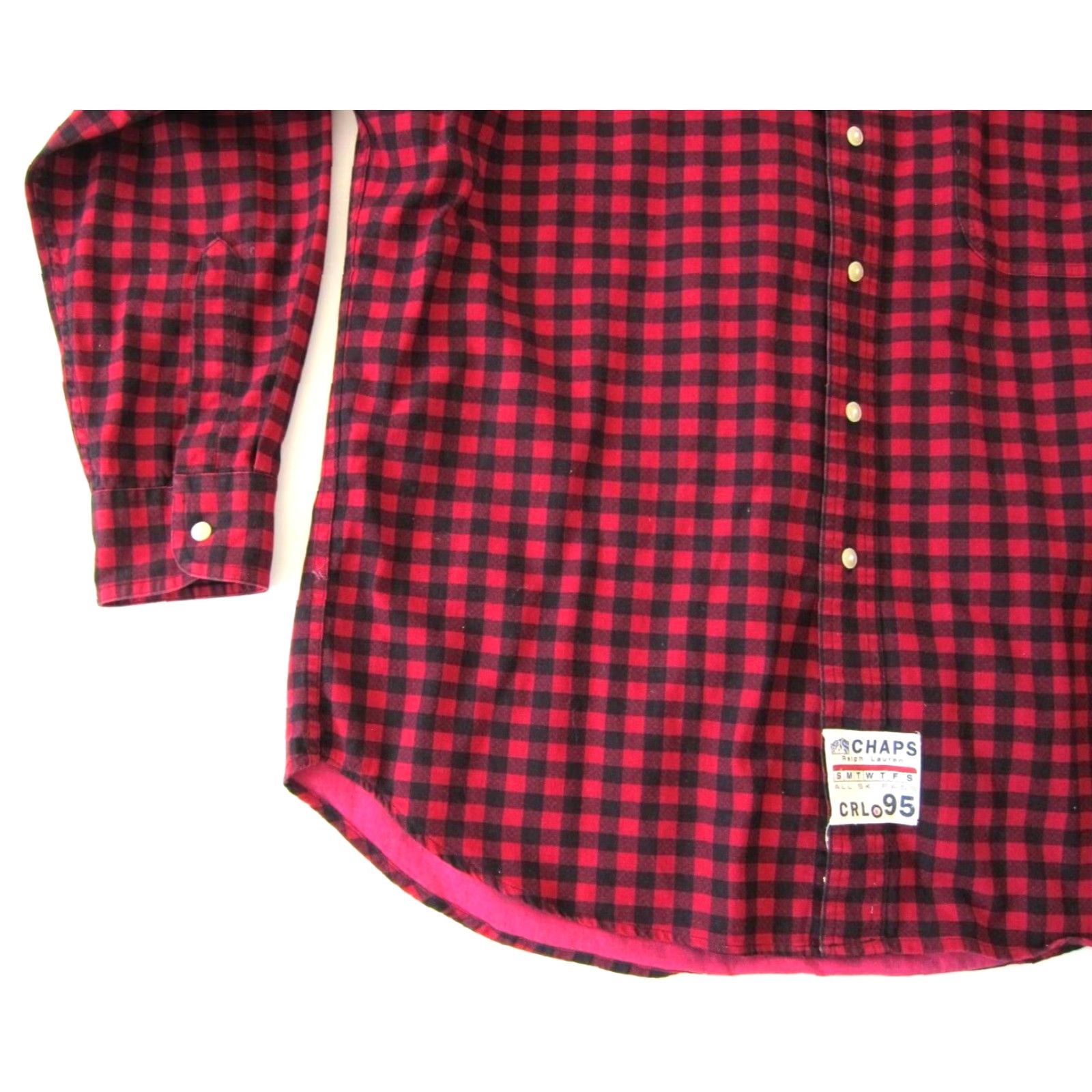 Ralph Lauren VINTAGE Ralph Lauren Chaps Shirt Men L Ski Pass Flannel 100% Cotton Red Black Plaid Button-Up Collared 100% Cotton Mens Size US L / EU 52-54 / 3 - 7 Thumbnail