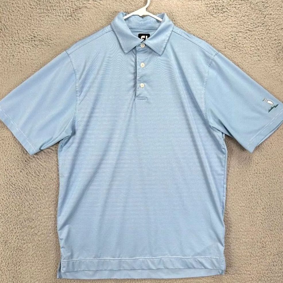 Footjoy FootJoy Golf Polo Shirt Mens Medium Blue Striped Athletic Short Sleeve Polo Shirt Golf Rugby Easy Care Lightweight Stretch Collar Sports Size US M / EU 48-50 / 2 - 2 Thumbnail