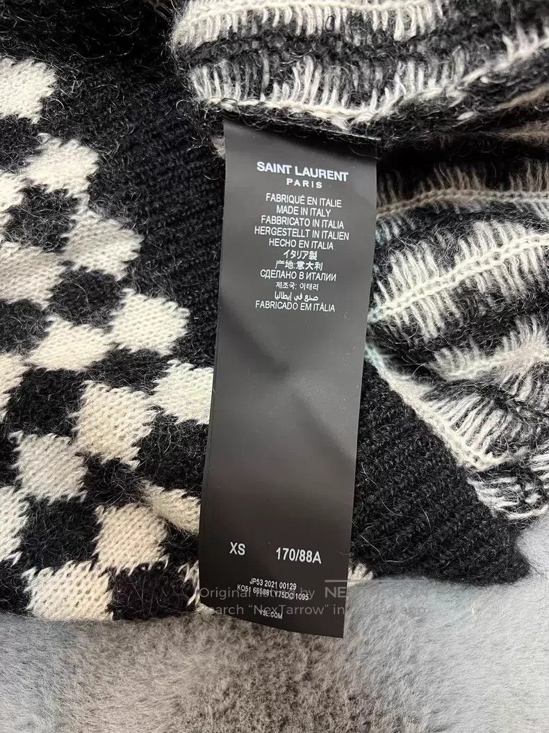 Saint Laurent Paris Saint Laurent Paris Black and White Houndstooth Wool Sweat Size US XS / EU 42 / 0 - 5 Thumbnail