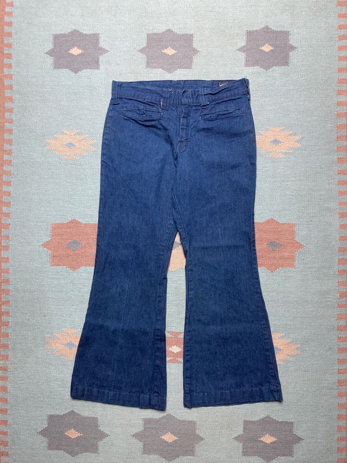 Vintage 70s bell bottom jeans flare Montgomery ward the chain 30x27 Size US 30 / EU 46 - 1 Thumbnail