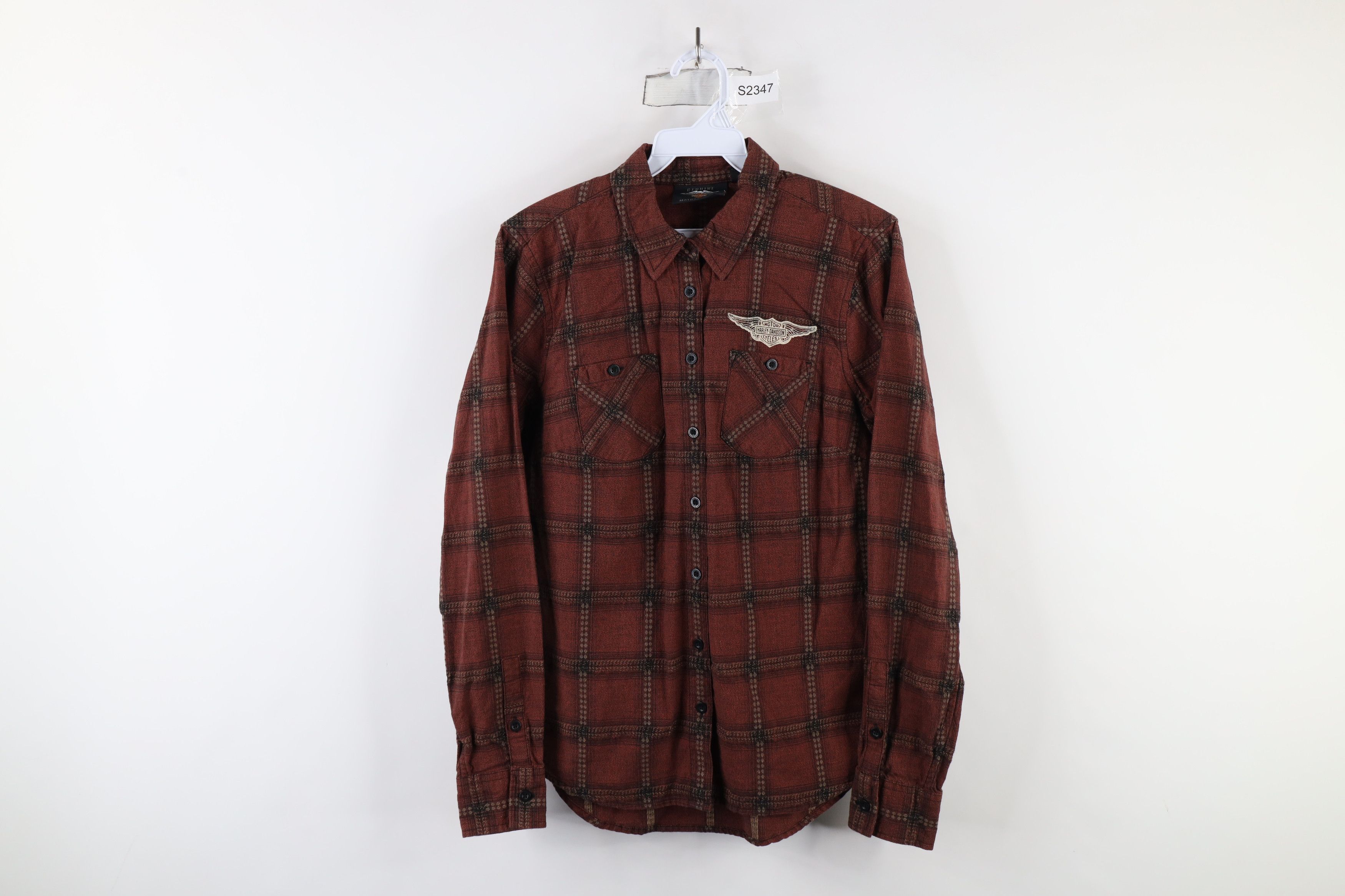 Harley Davidson × Vintage Vintage Harley Davidson Spell Flannel Button Shirt Cotton Size S / US 4 / IT 40 - 1 Thumbnail