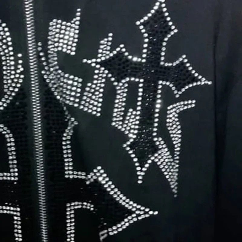Other Y2K Punk Gothic Zip-up Hoodie Sweatshirt Oversize Cross Web Size US L / EU 52-54 / 3 - 5 Thumbnail