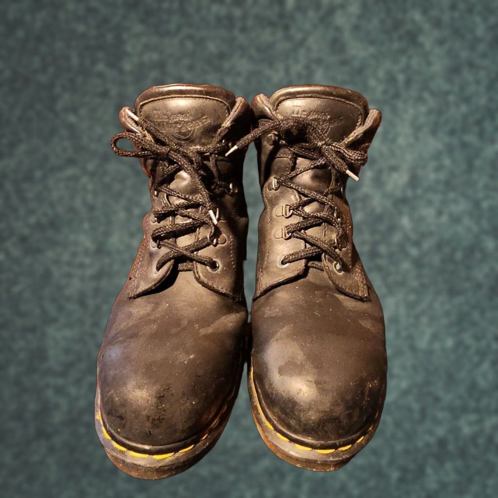 VINTAGE Martens Mens Size 11 Boots Steel Toe Leather Combat