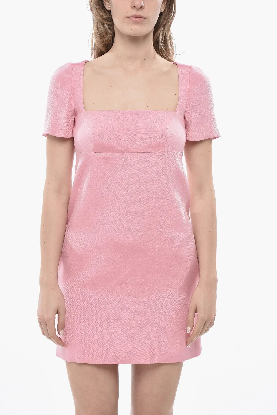 Valentino og1mm0426 Short-Sleeved Silk-Blend Sheath Dress in Pink Size XS / US 0-2 / IT 36-38 - 4 Thumbnail